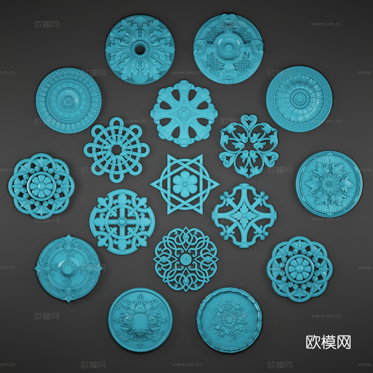 欧式雕花组合3d模型