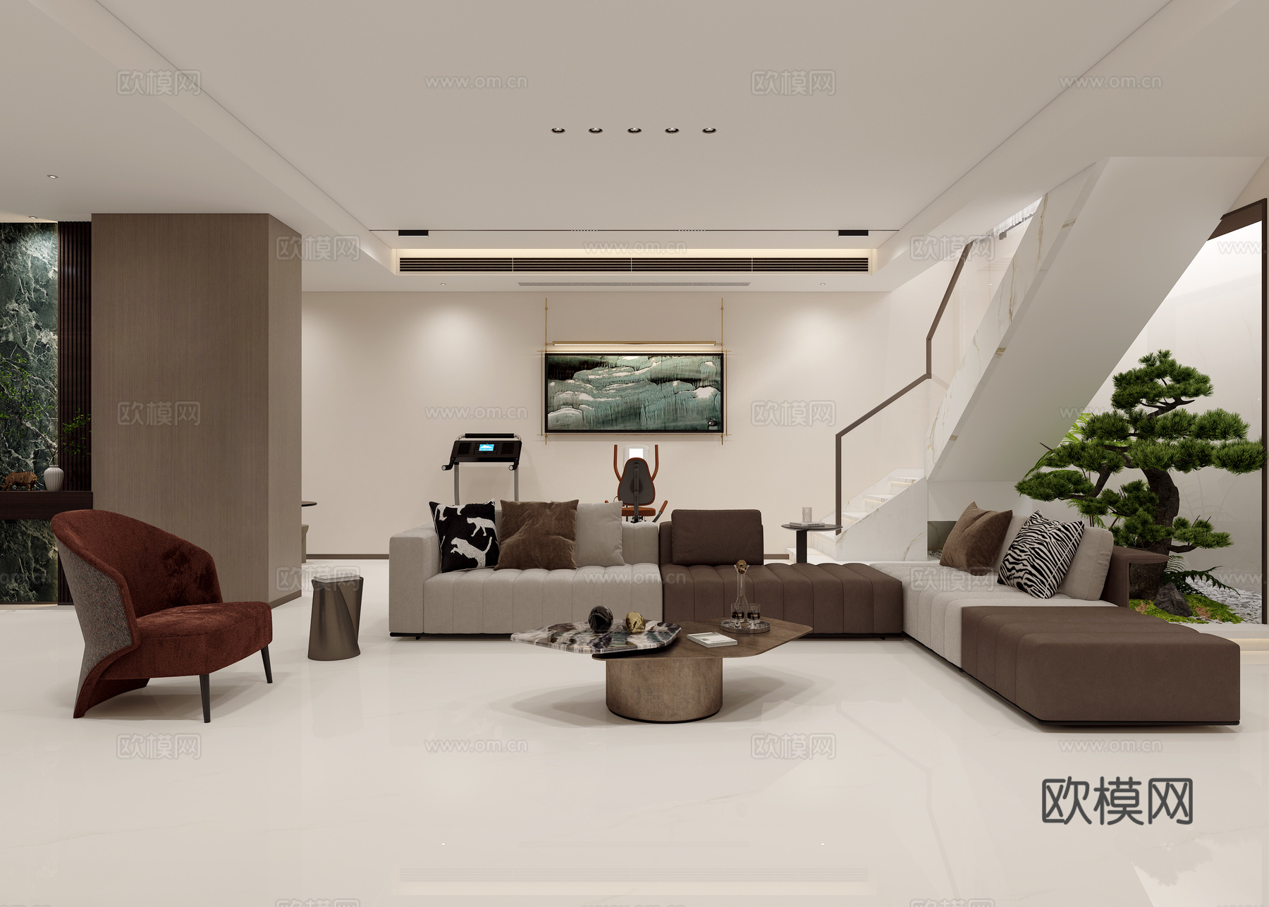 现代地下室休闲区3d模型