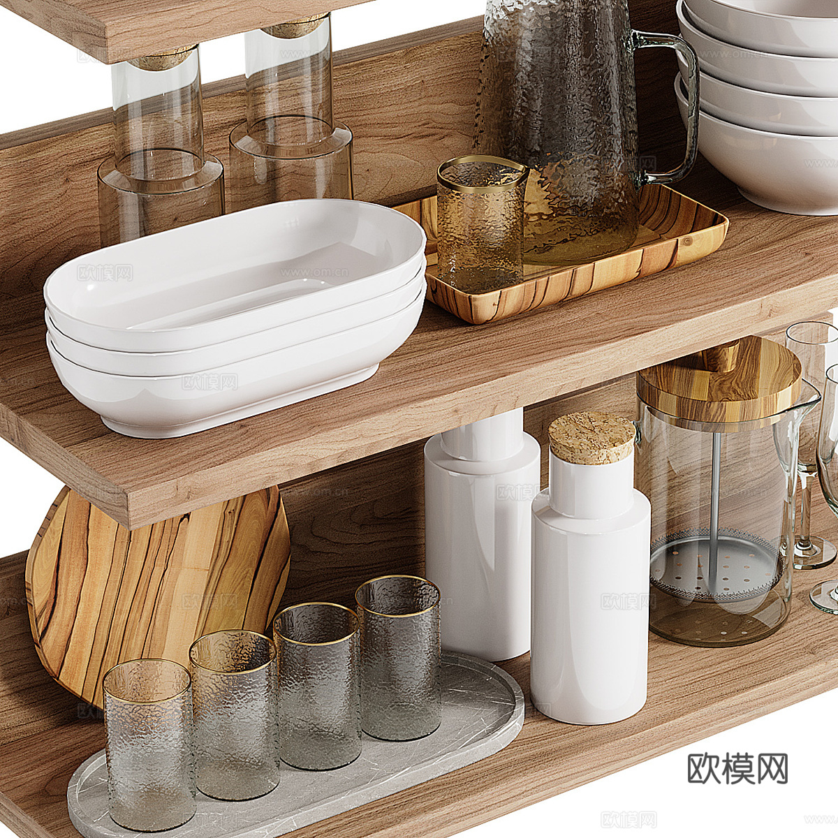 现代北欧餐具组合3d模型