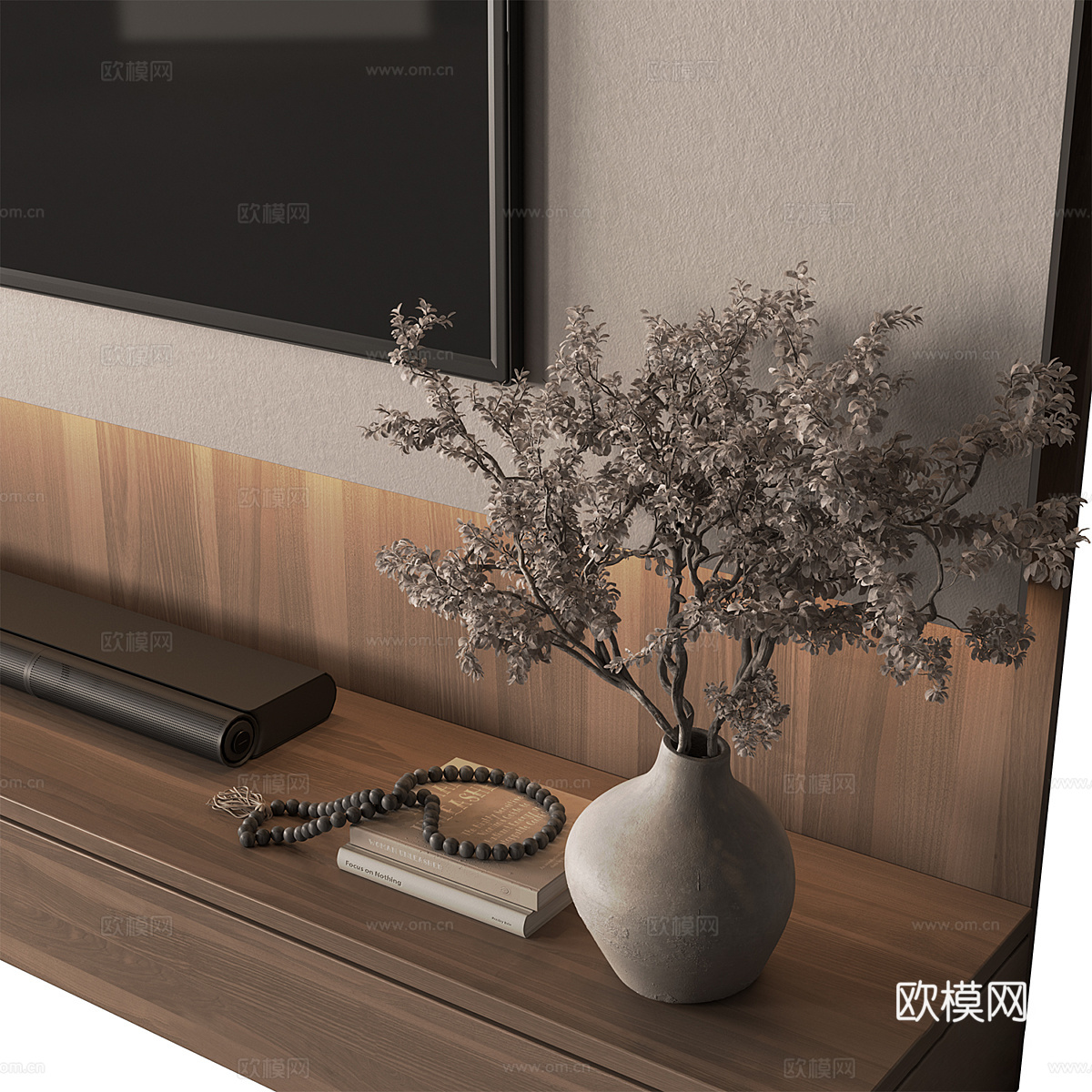 现代意式极简电视背景墙3d模型