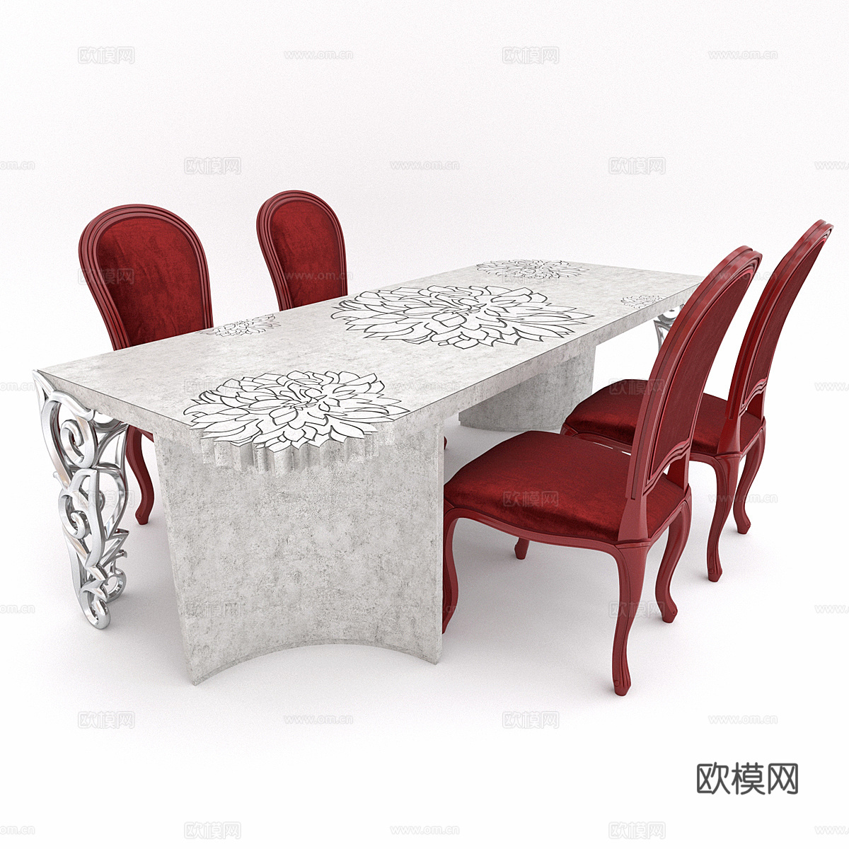 法式欧式餐桌椅3d模型