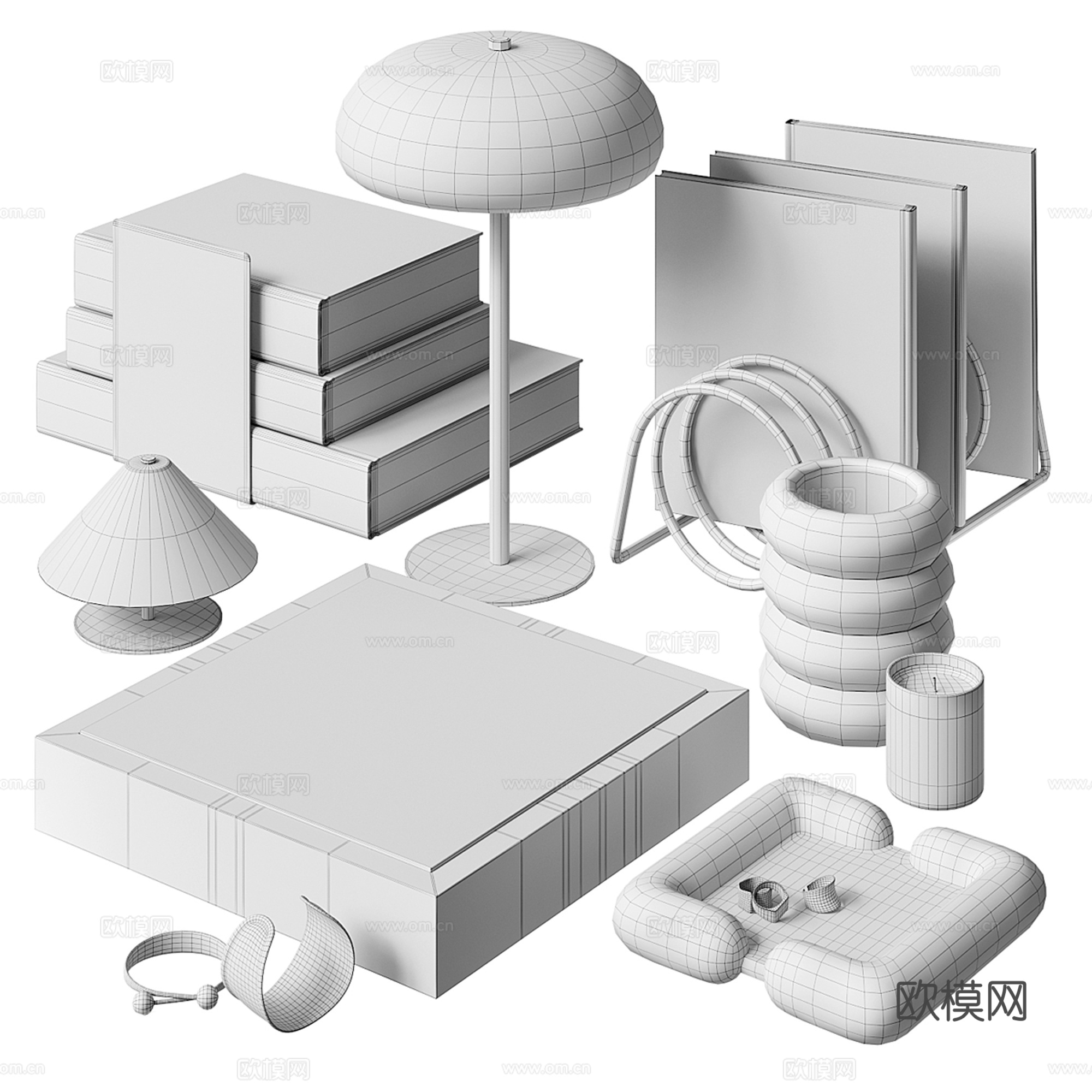 现代桌面饰品摆件组合3d模型