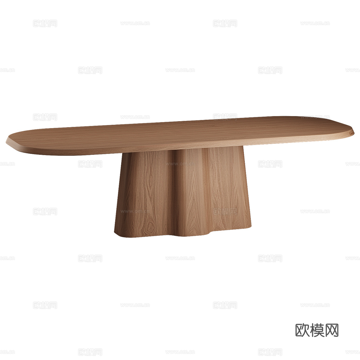 现代意式实木椭圆餐桌3d模型