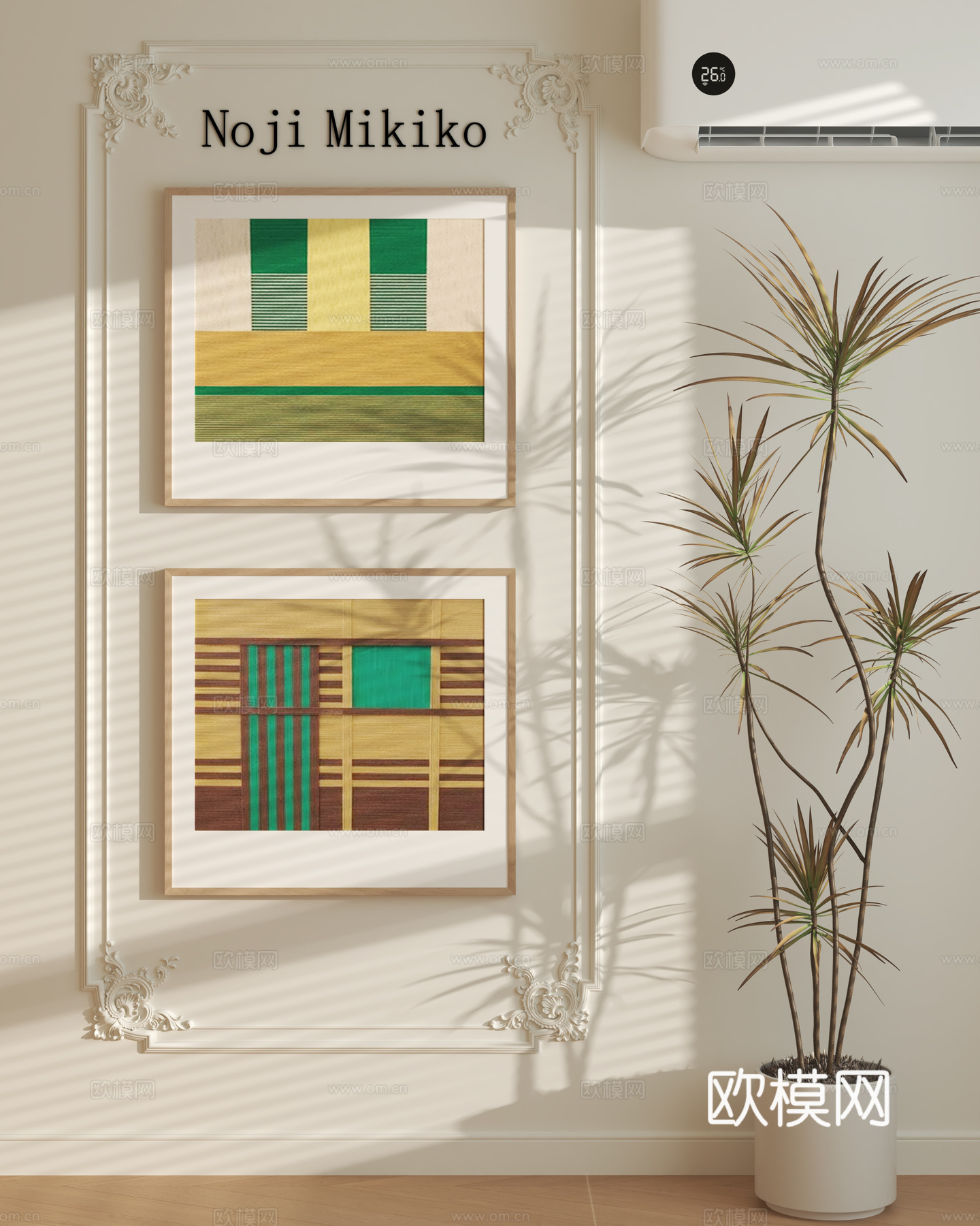 包豪斯装饰画 绿植盆栽3d模型下载