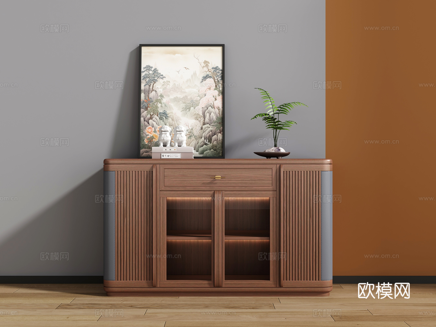 新中式餐边柜3d模型