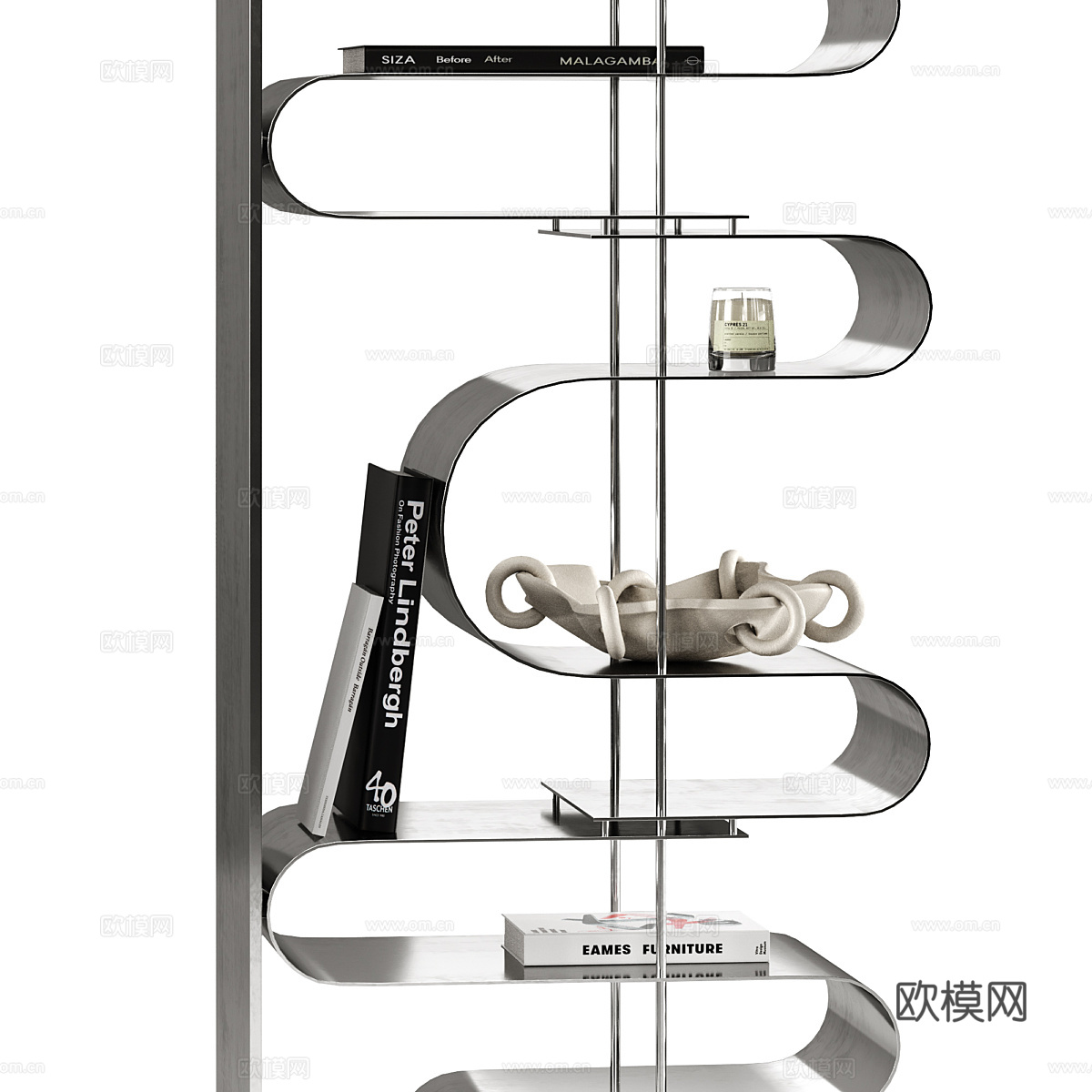 现代意式极简不锈钢装饰架 书架3d模型