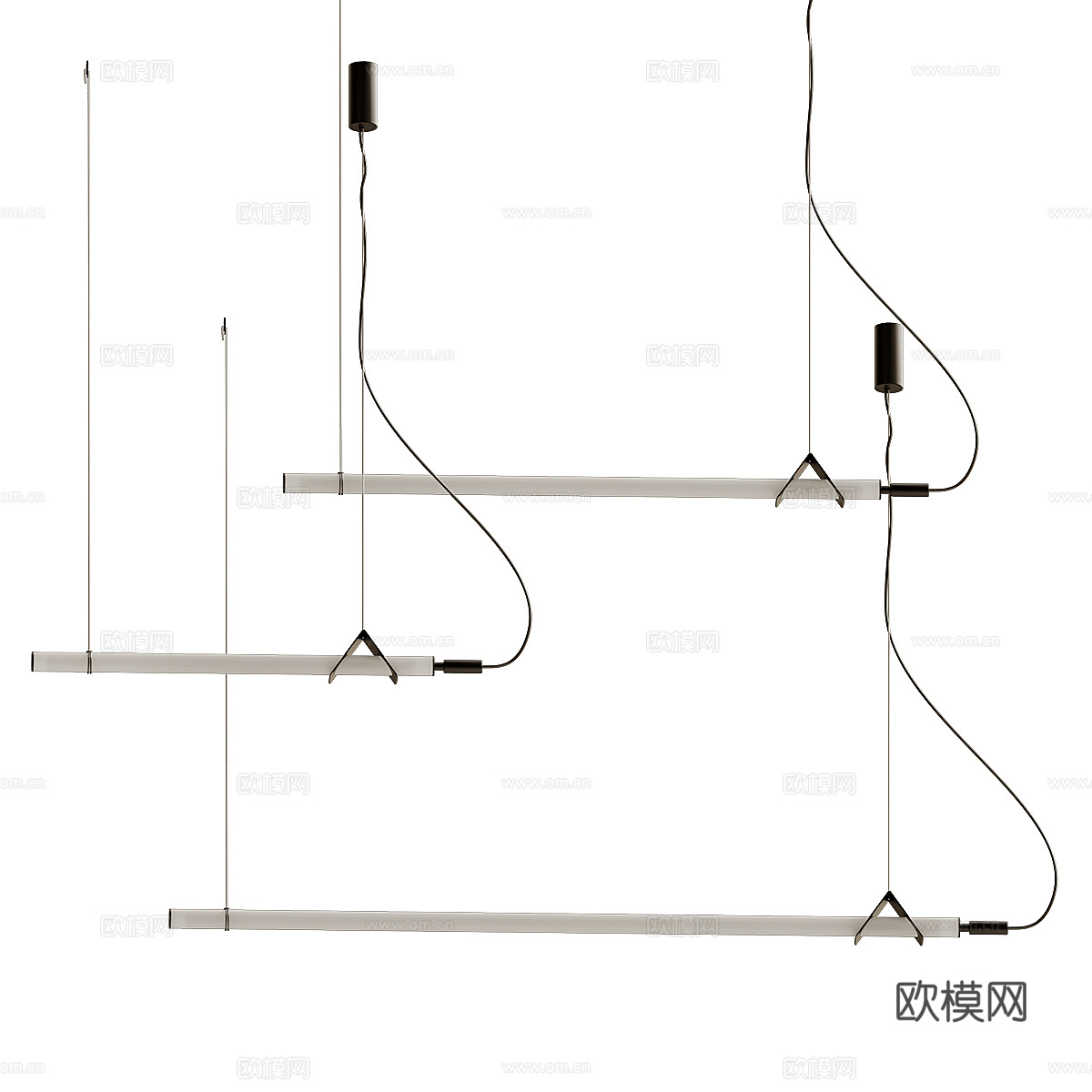 现代轻奢极简线性装饰吊灯3d模型