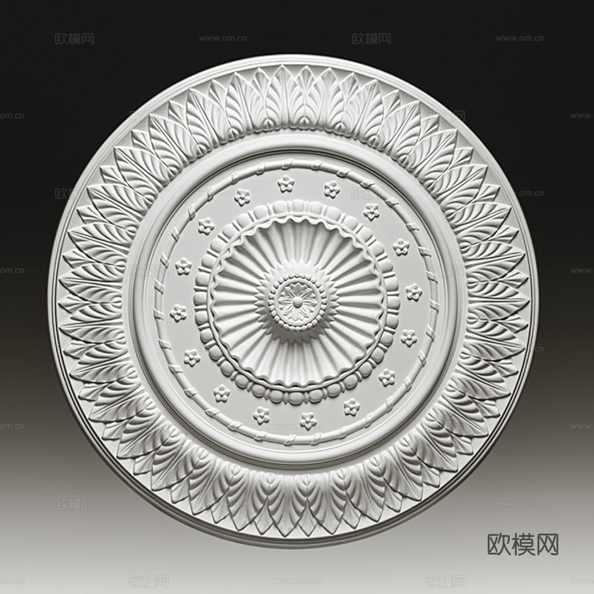 现代欧式雕花圆饼吊饰3d模型