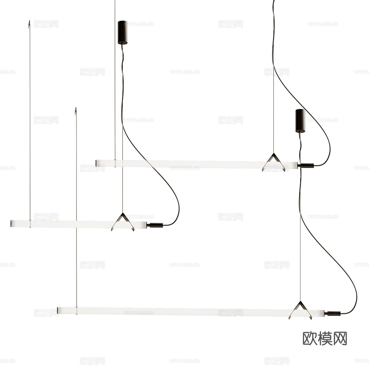 现代轻奢极简线性装饰吊灯3d模型