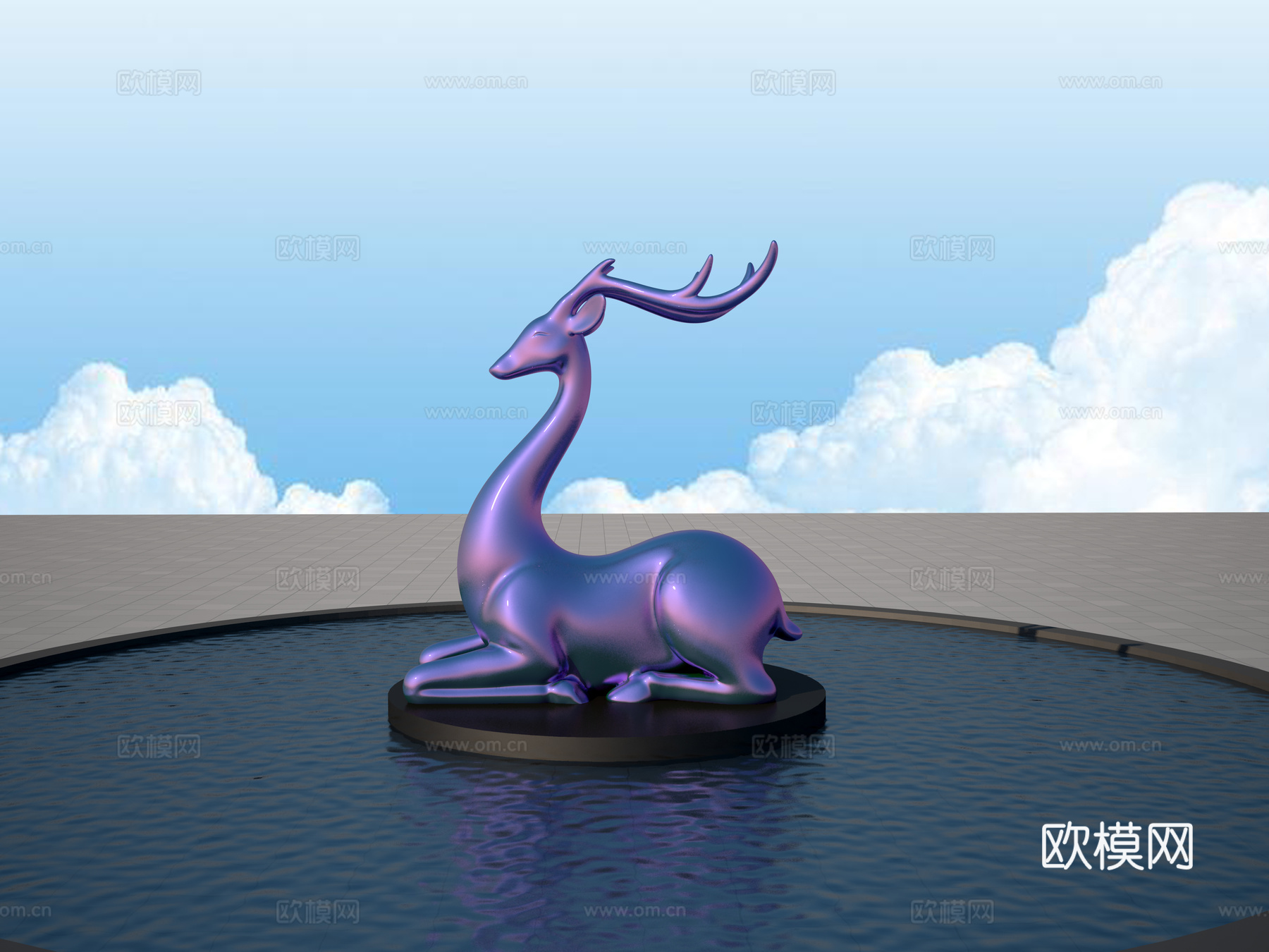 现代彩绘装饰鹿子3d模型