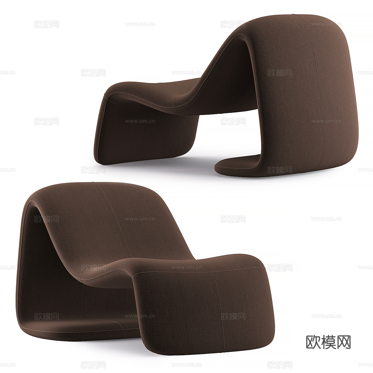 现代意式布艺躺椅3d模型