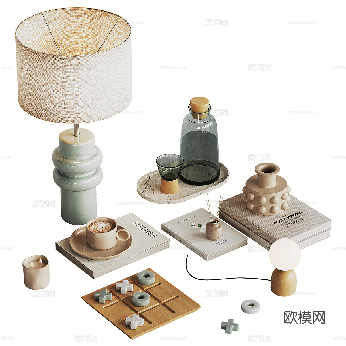 现代意式饰品摆件组合3d模型