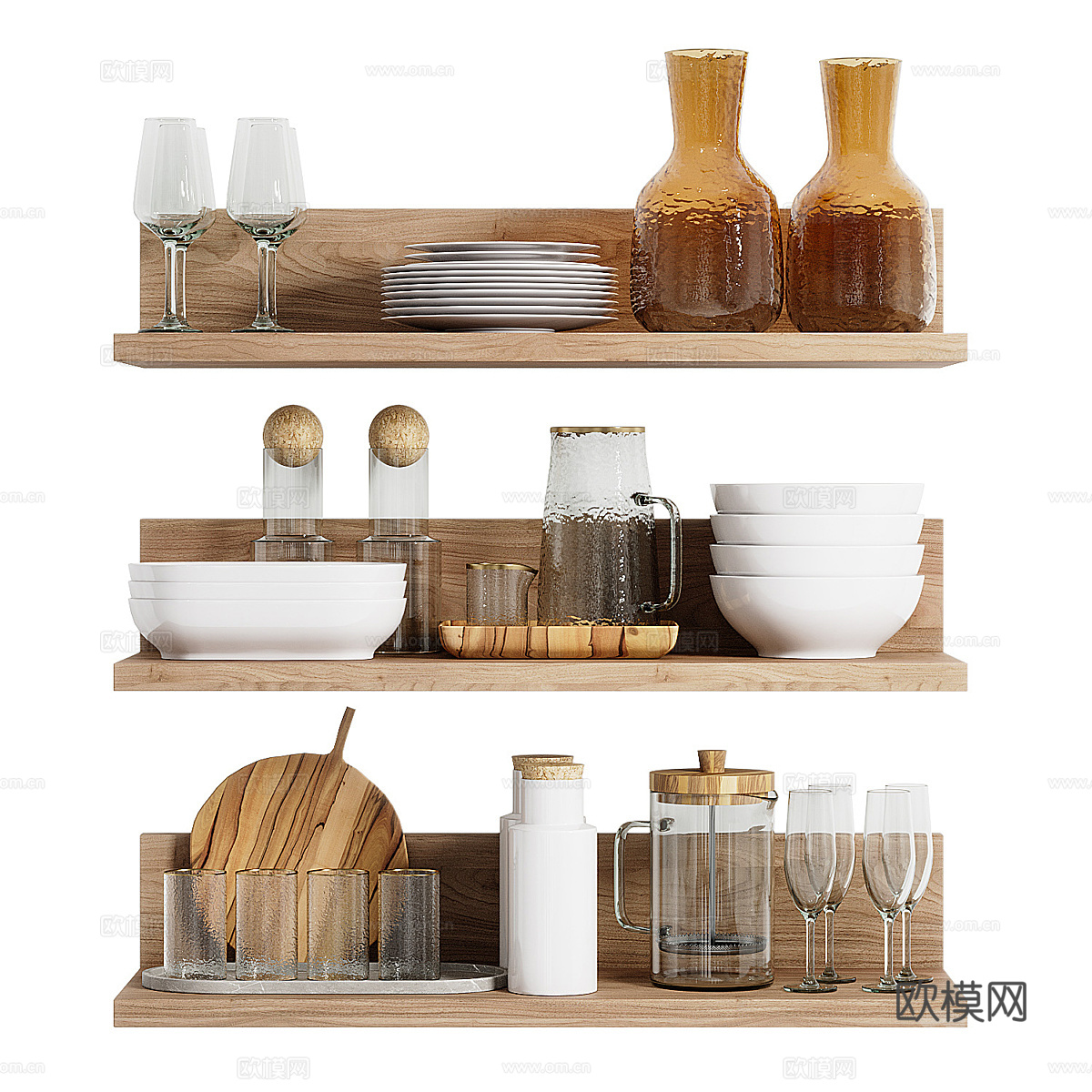 现代北欧餐具组合3d模型