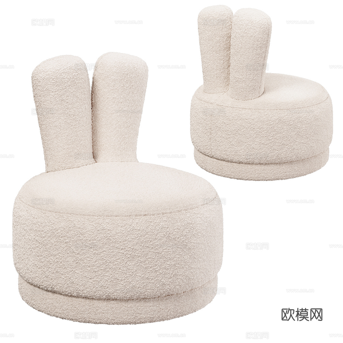 现代奶油风儿童布艺沙发3d模型
