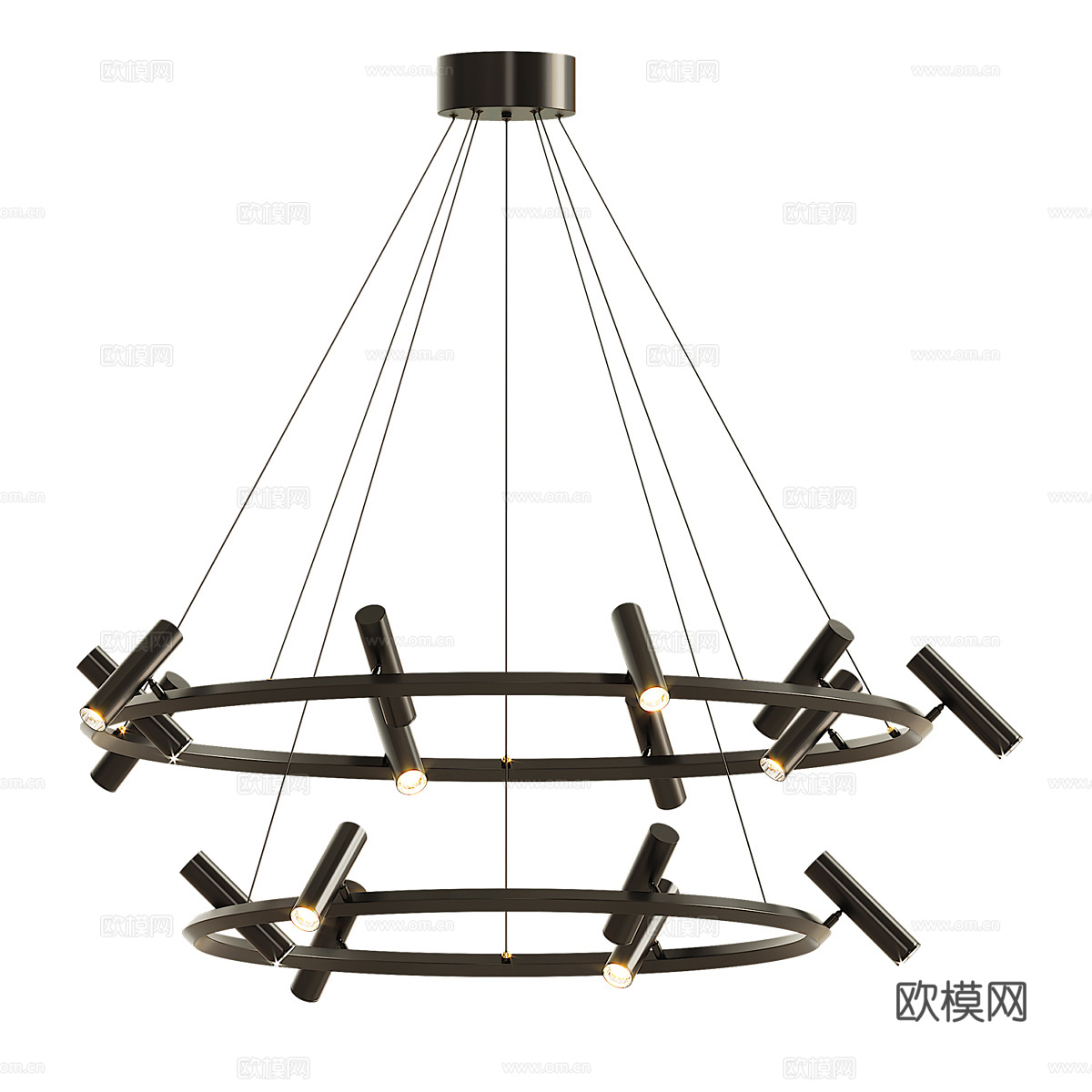 现代意式极简圆形金属吊灯3d模型
