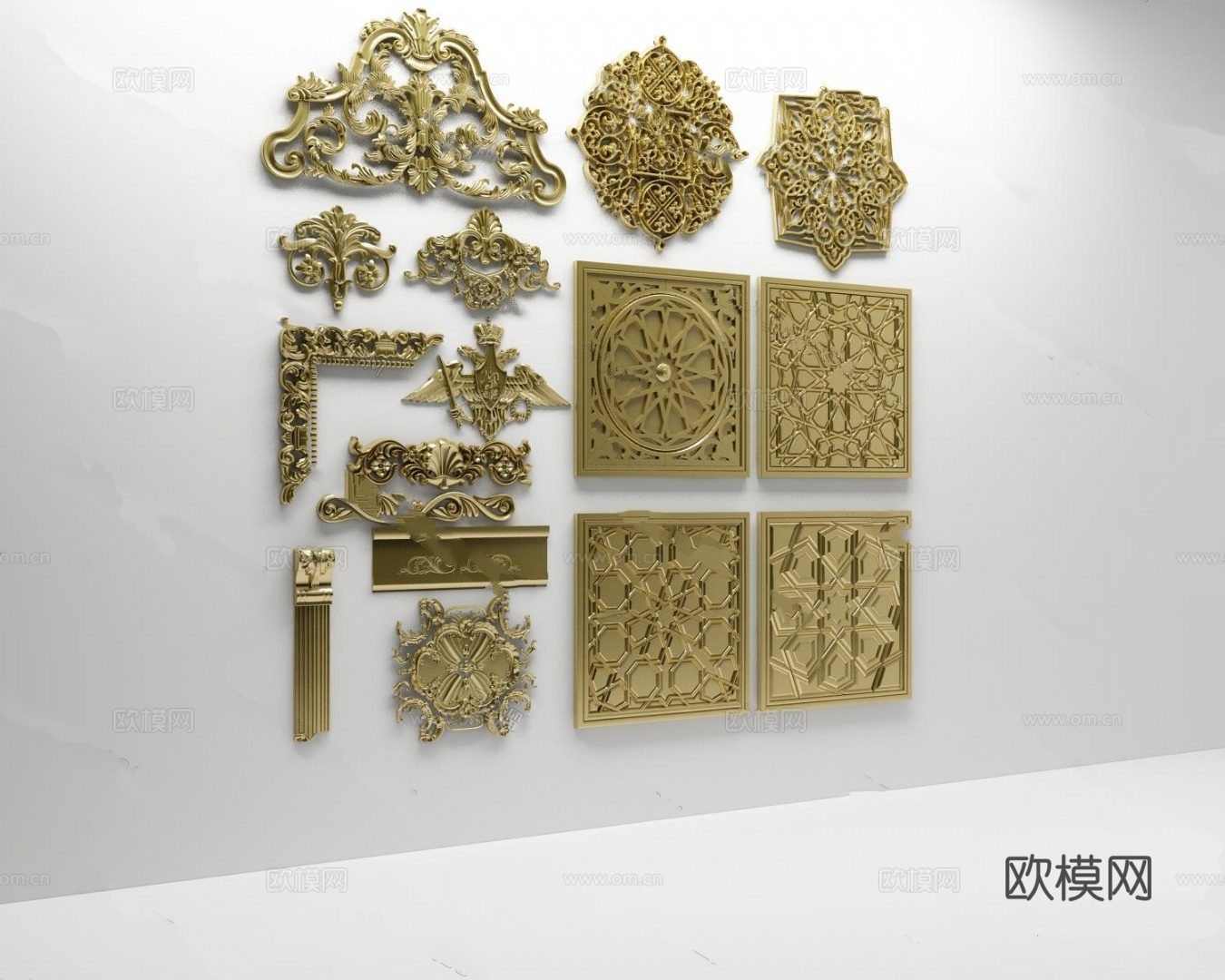 欧式雕花组合3d模型
