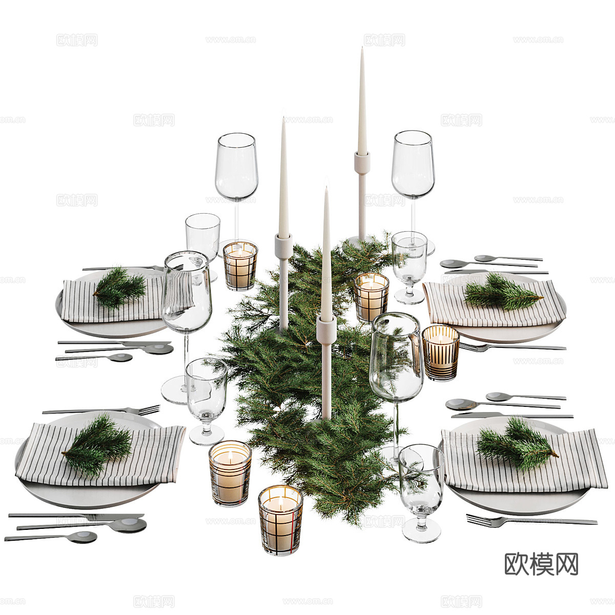 现代节日餐具3d模型