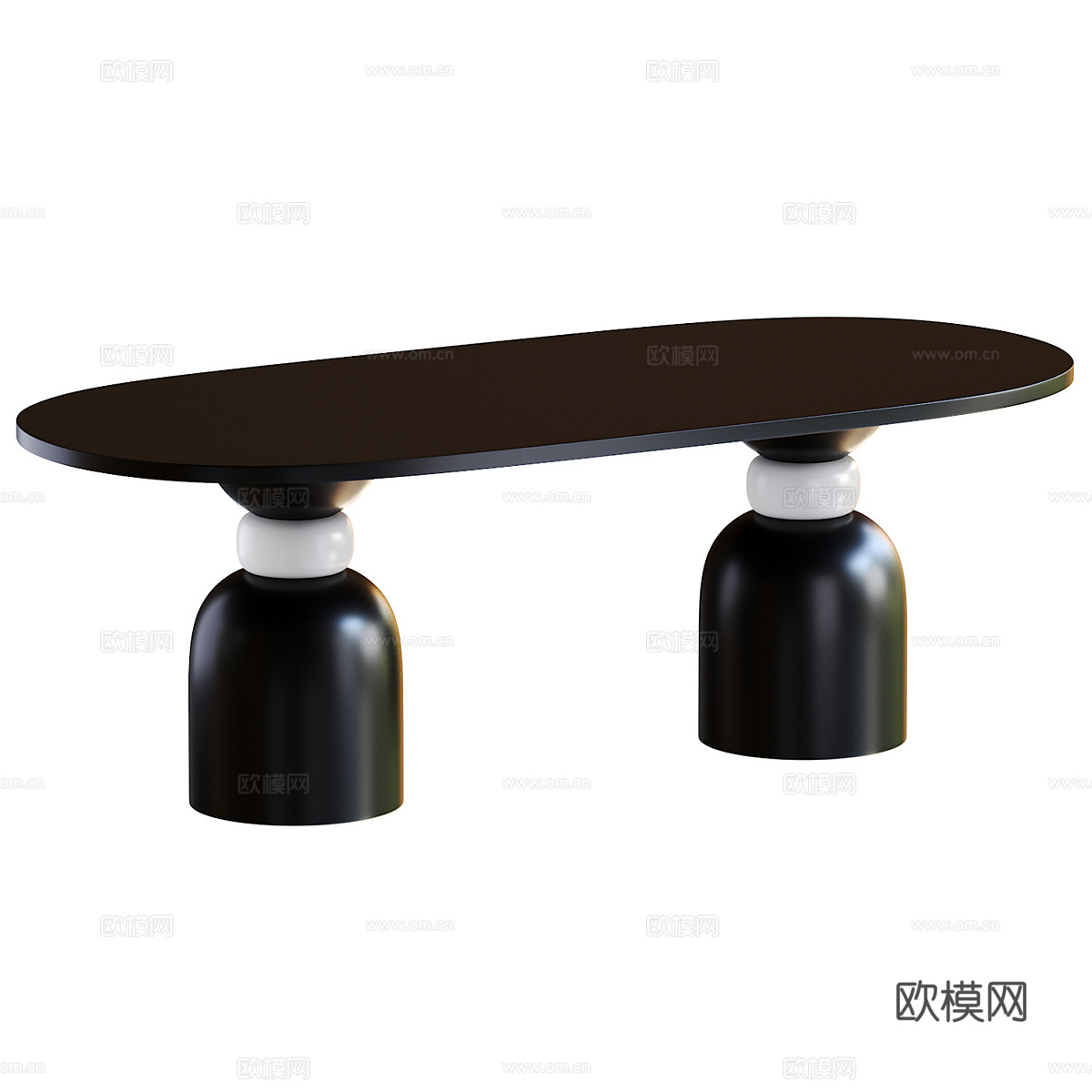 现代意式轻奢椭圆餐桌3d模型
