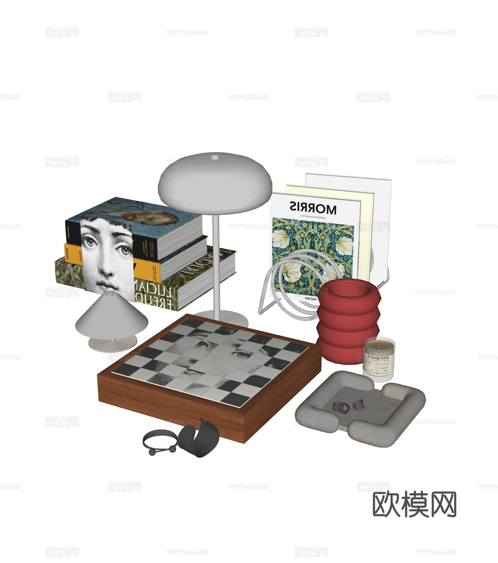 现代桌面饰品摆件组合su模型