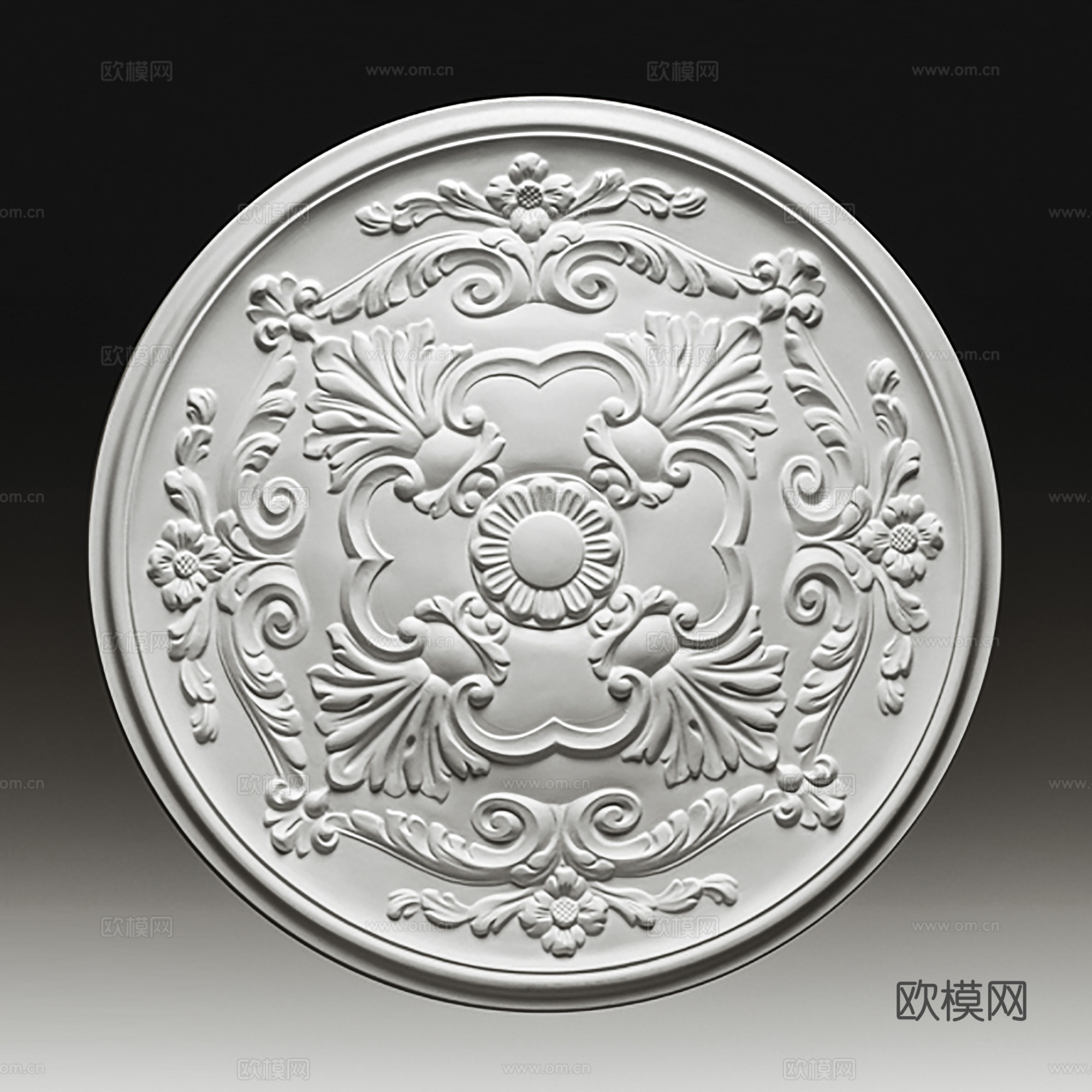 欧式雕花圆饼装饰3d模型