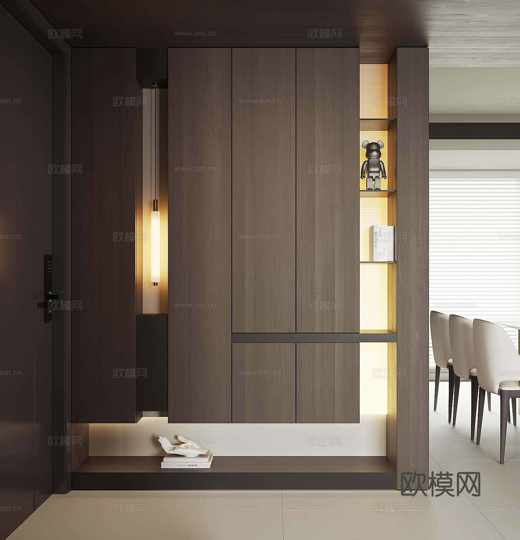 现代入户鞋柜su模型下载（渲染图1）