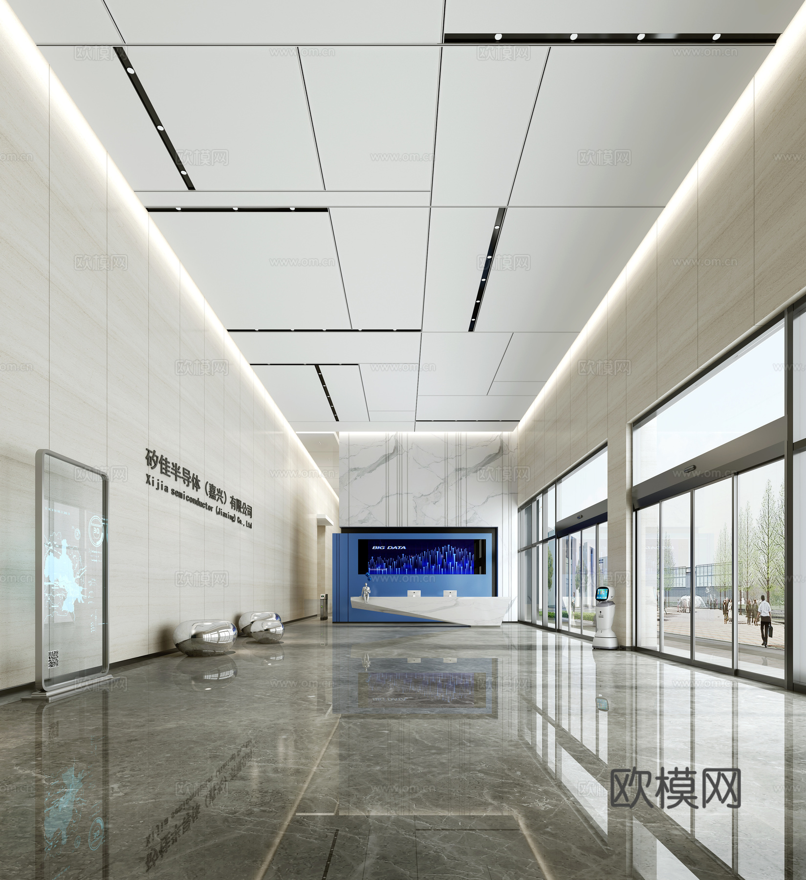 现代企业办公大厅3d模型