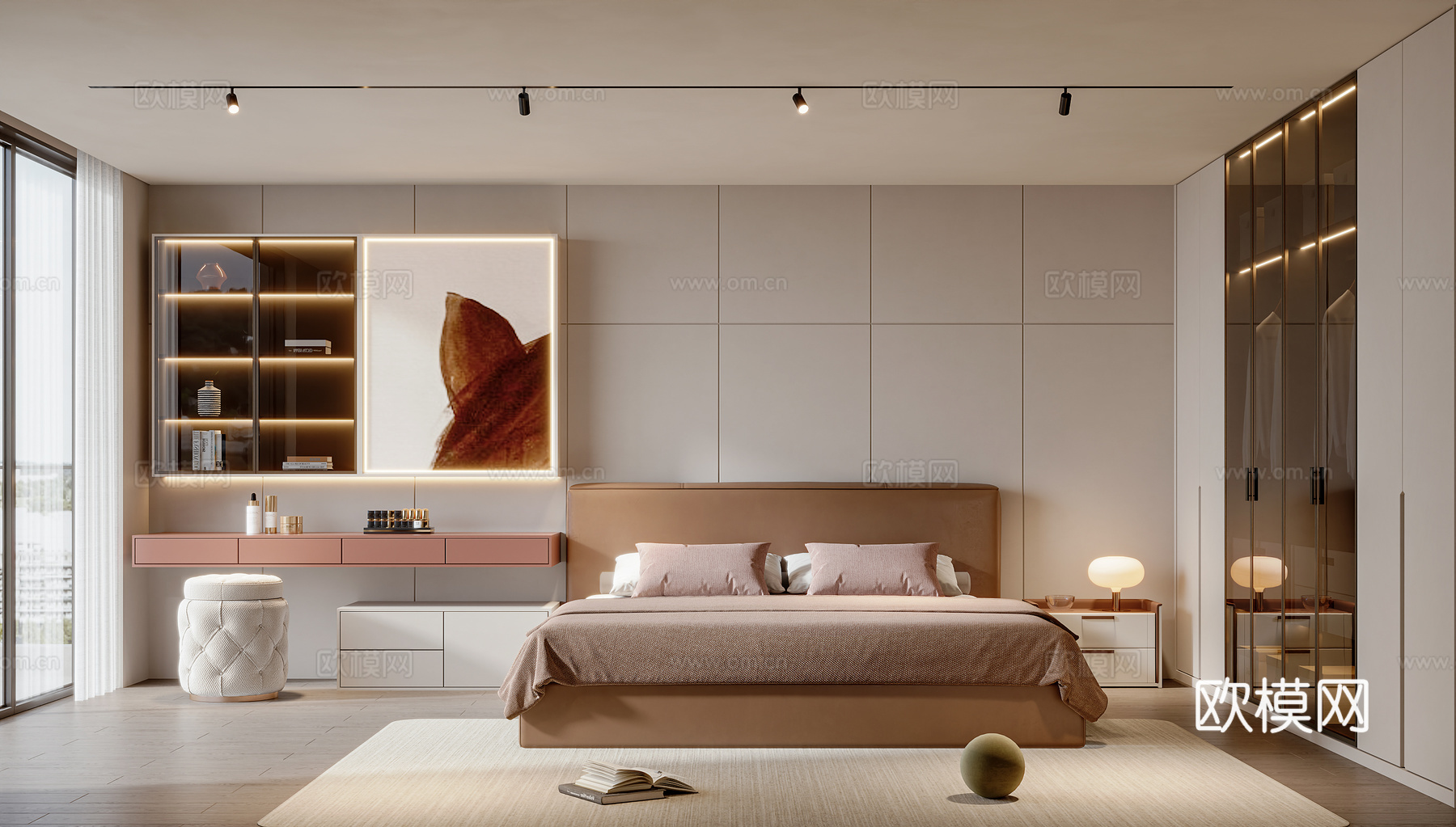 现代家居卧室su模型