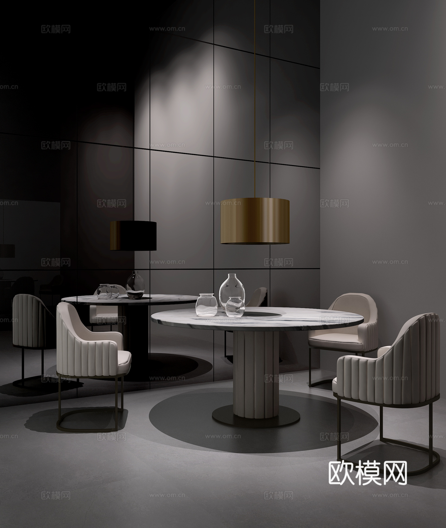 现代餐厅座椅组合3d模型