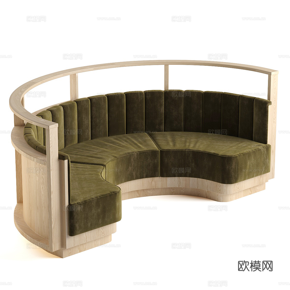 新中式原木弧形卡座沙发3d模型