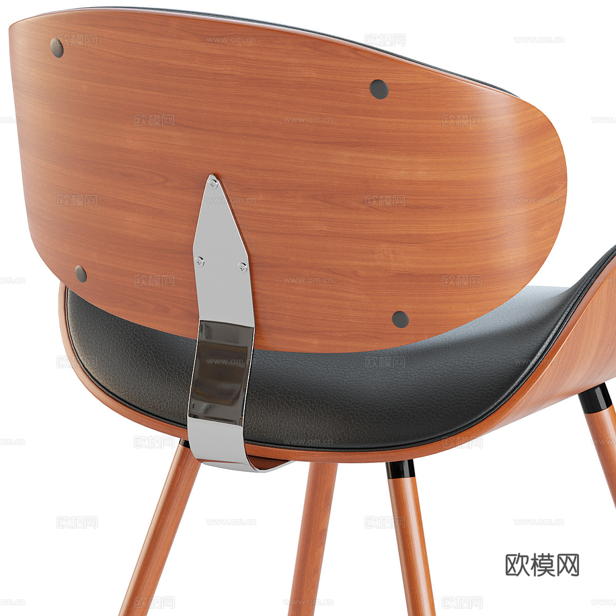 现代意式木制皮革单椅3d模型