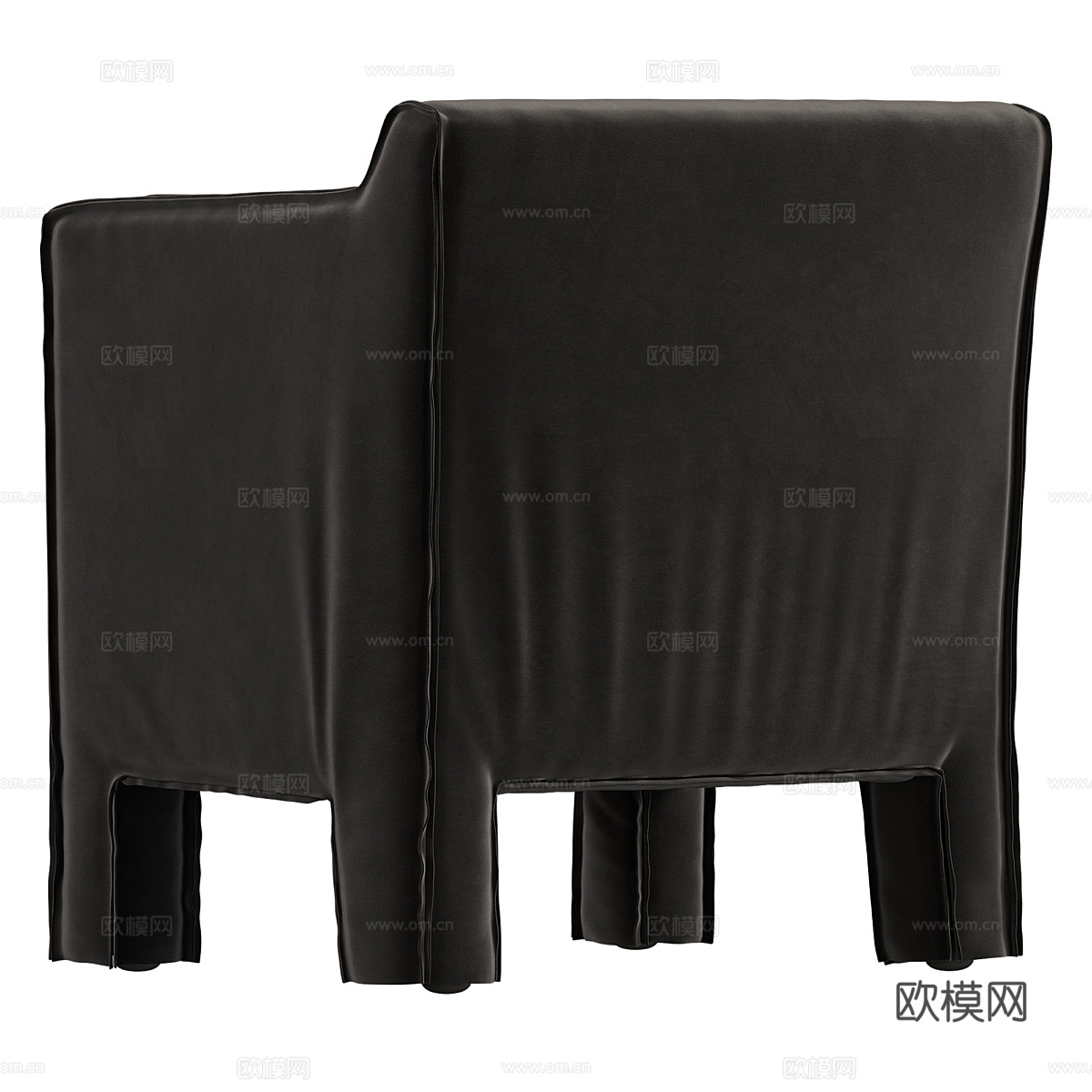 现代意式黑色布艺扶手椅3d模型