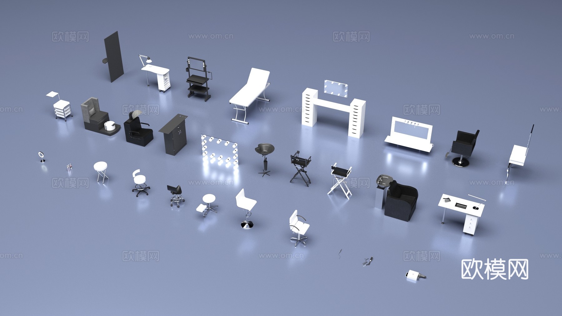 化妆台座椅组合3d模型