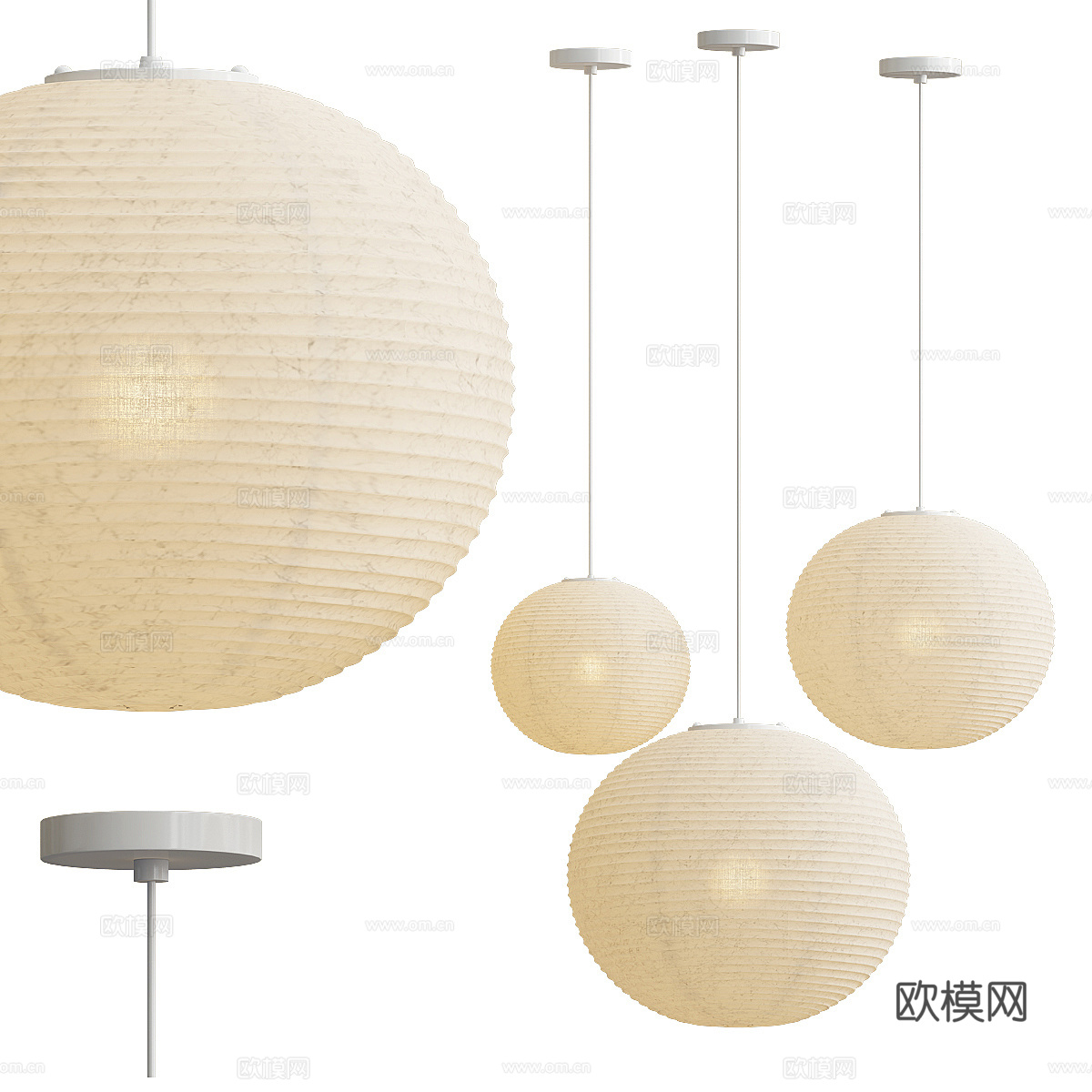 新中式侘寂灯笼装饰吊灯3d模型