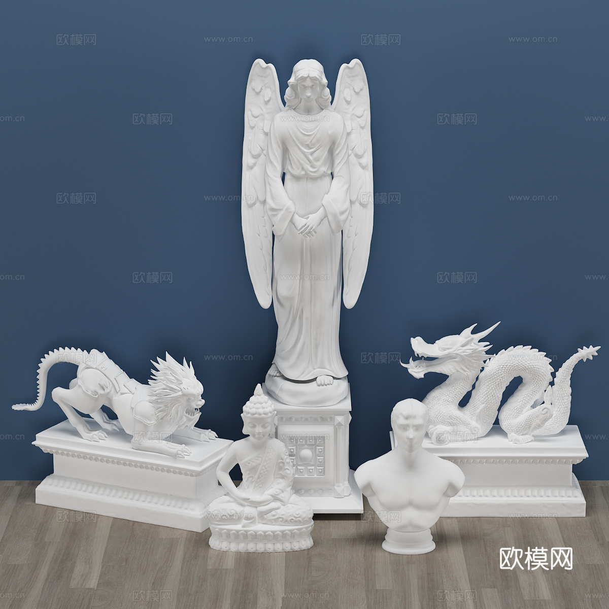 欧式雕塑 龙 佛 天使雕像3d模型
