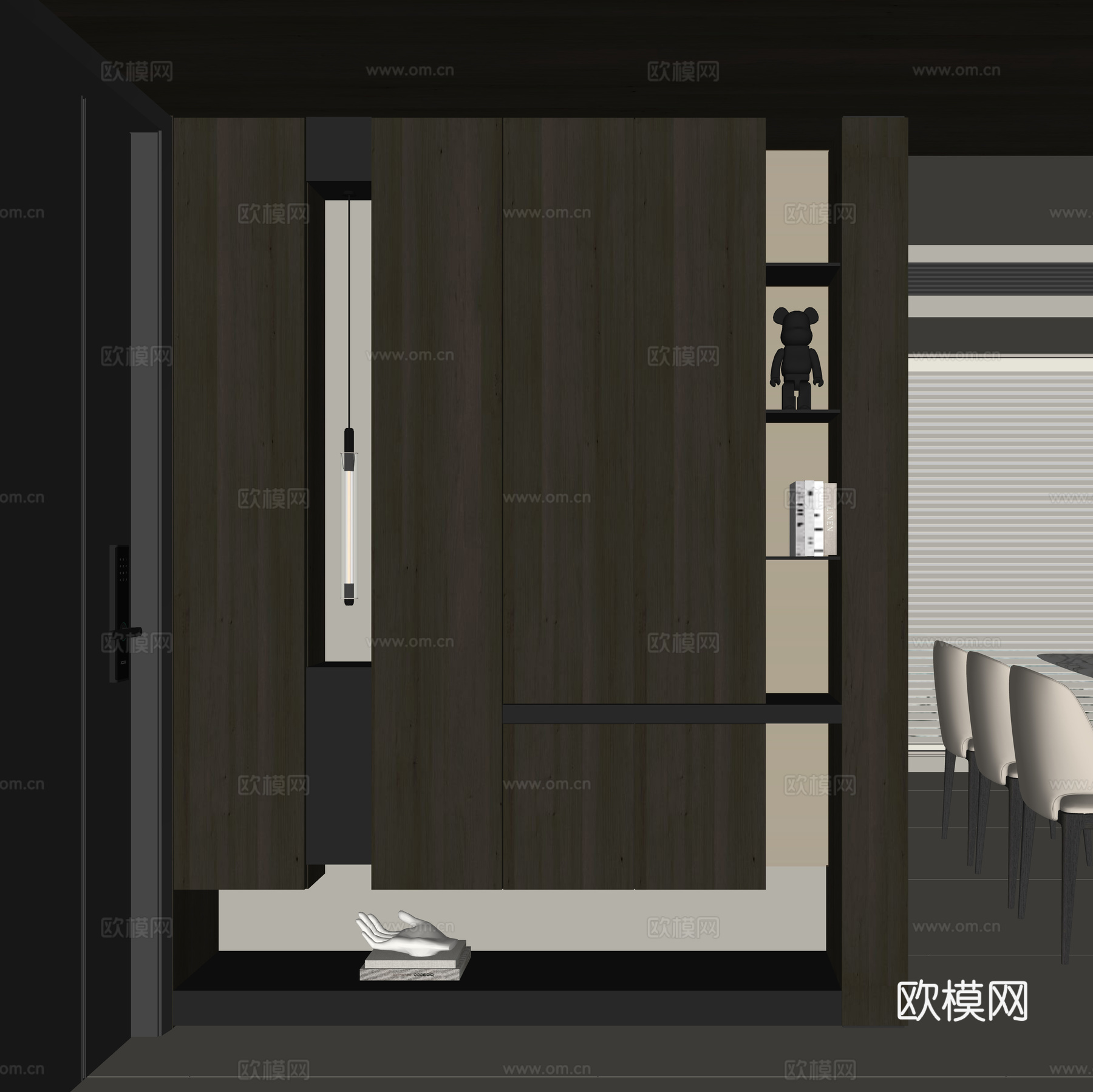 现代入户鞋柜su模型下载（渲染图2）
