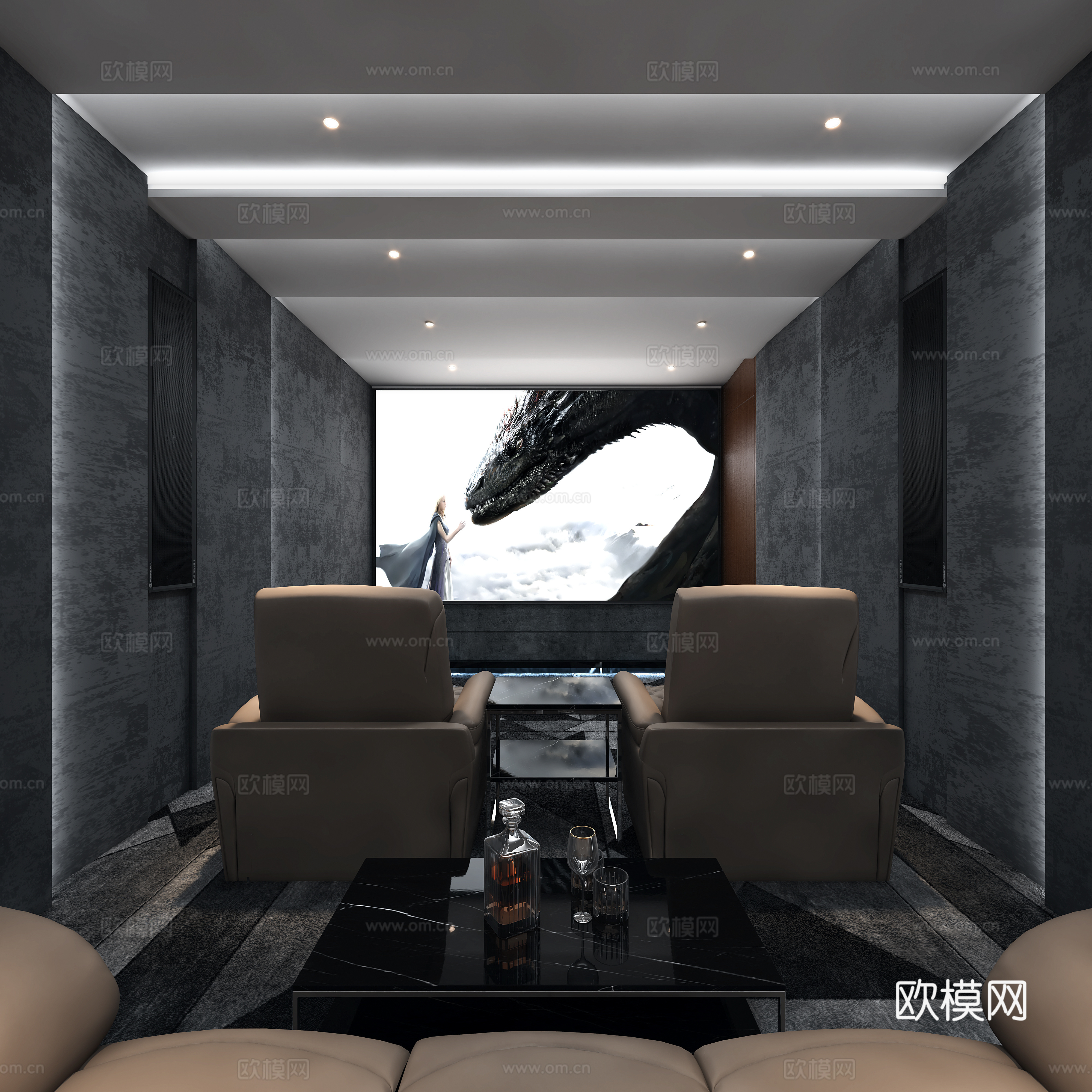 影音室 投影仪 音响3d模型