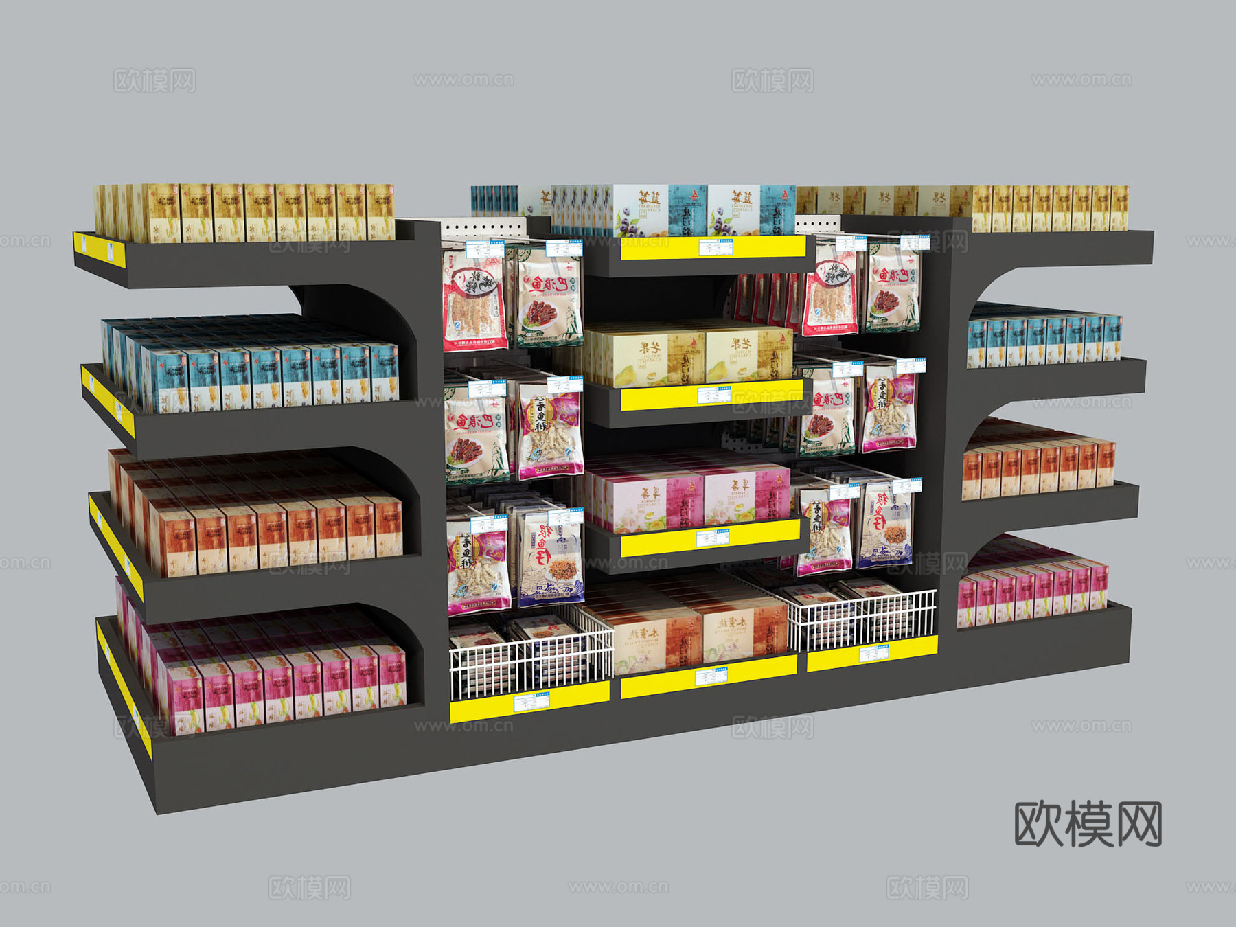 现代休闲食品中岛柜展示架置物架3d模型