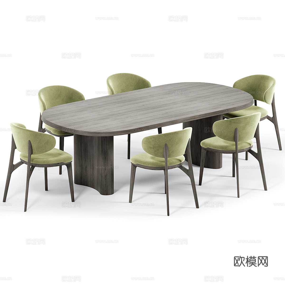 现代意式极简餐桌椅组合3d模型