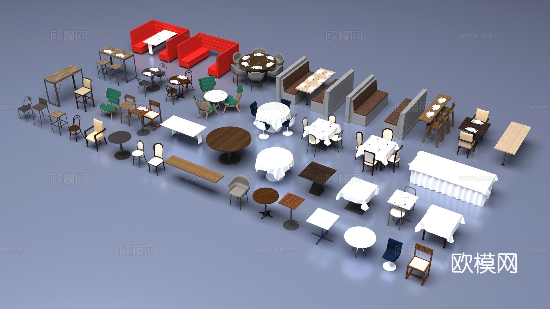 餐厅桌椅组合3d模型