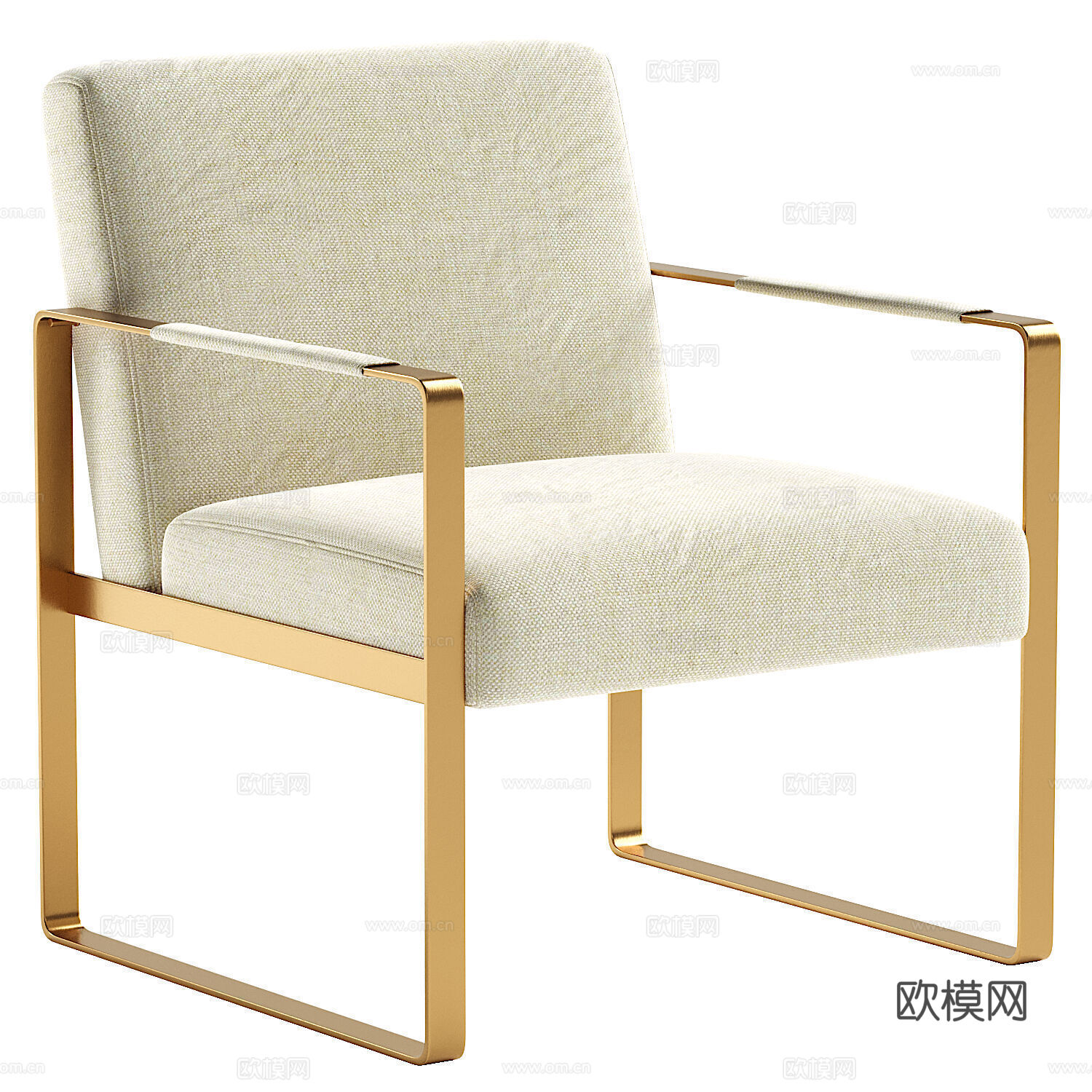 现代意式轻奢布艺扶手椅3d模型