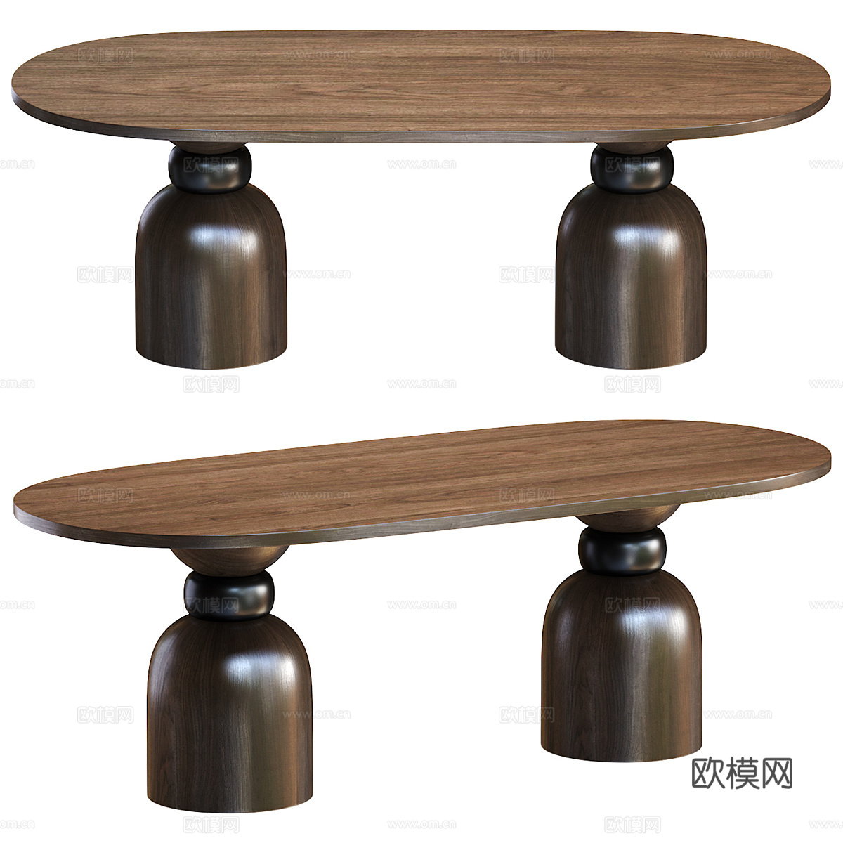 现代意式轻奢椭圆餐桌3d模型