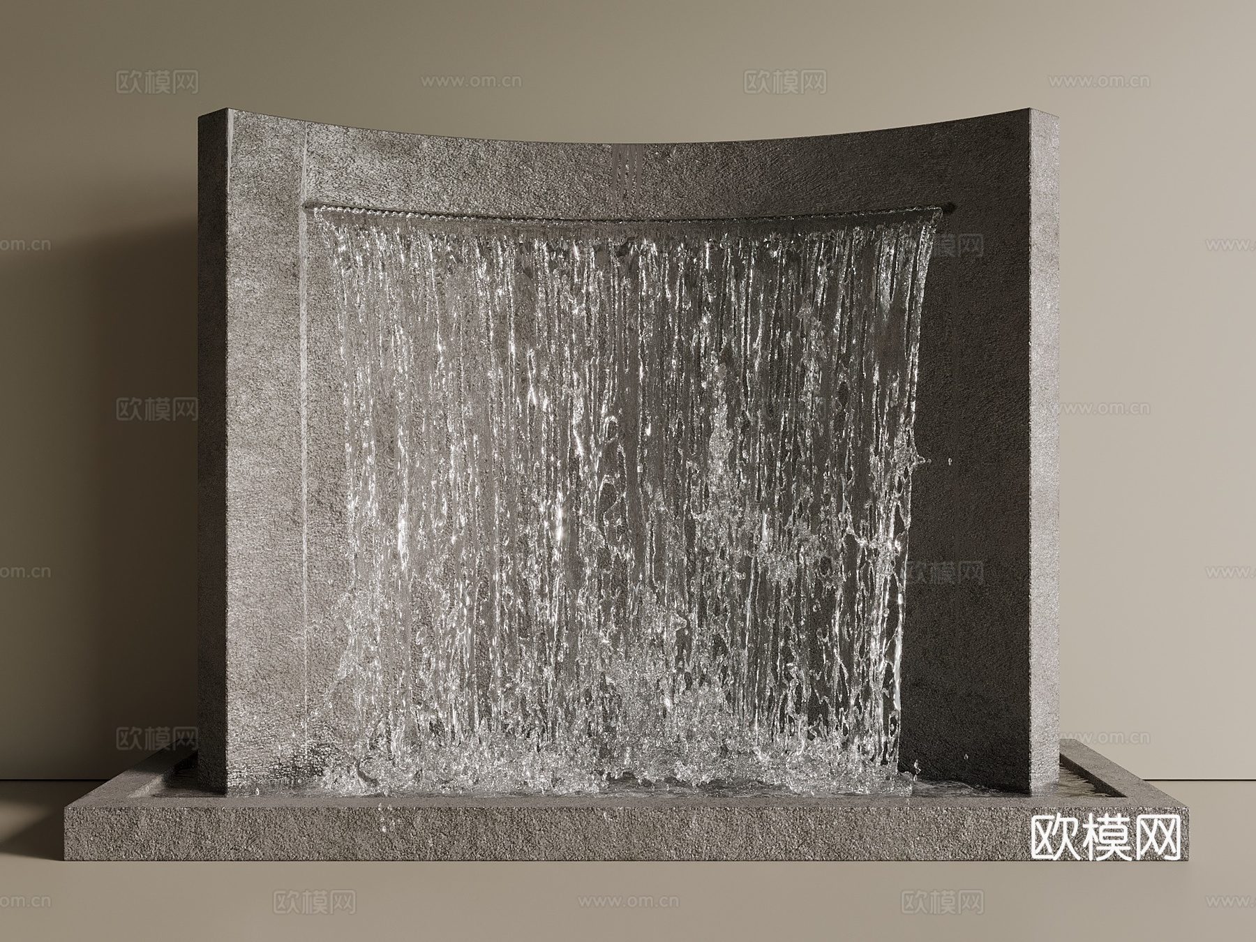 新中式 现代 水幕装置 水幕 水景 瀑布 流水 景观3d模型