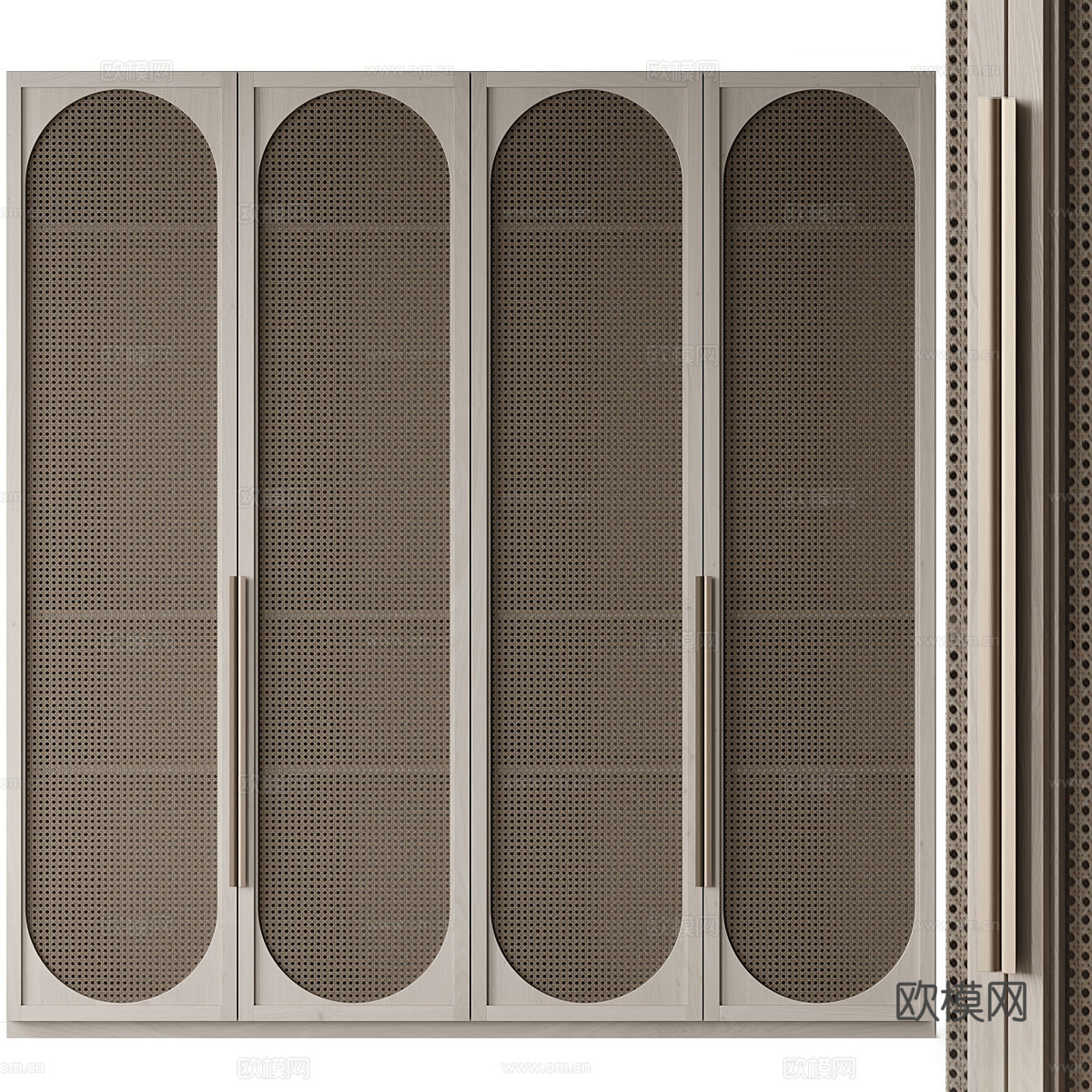 新中式侘寂藤编开门衣柜3d模型
