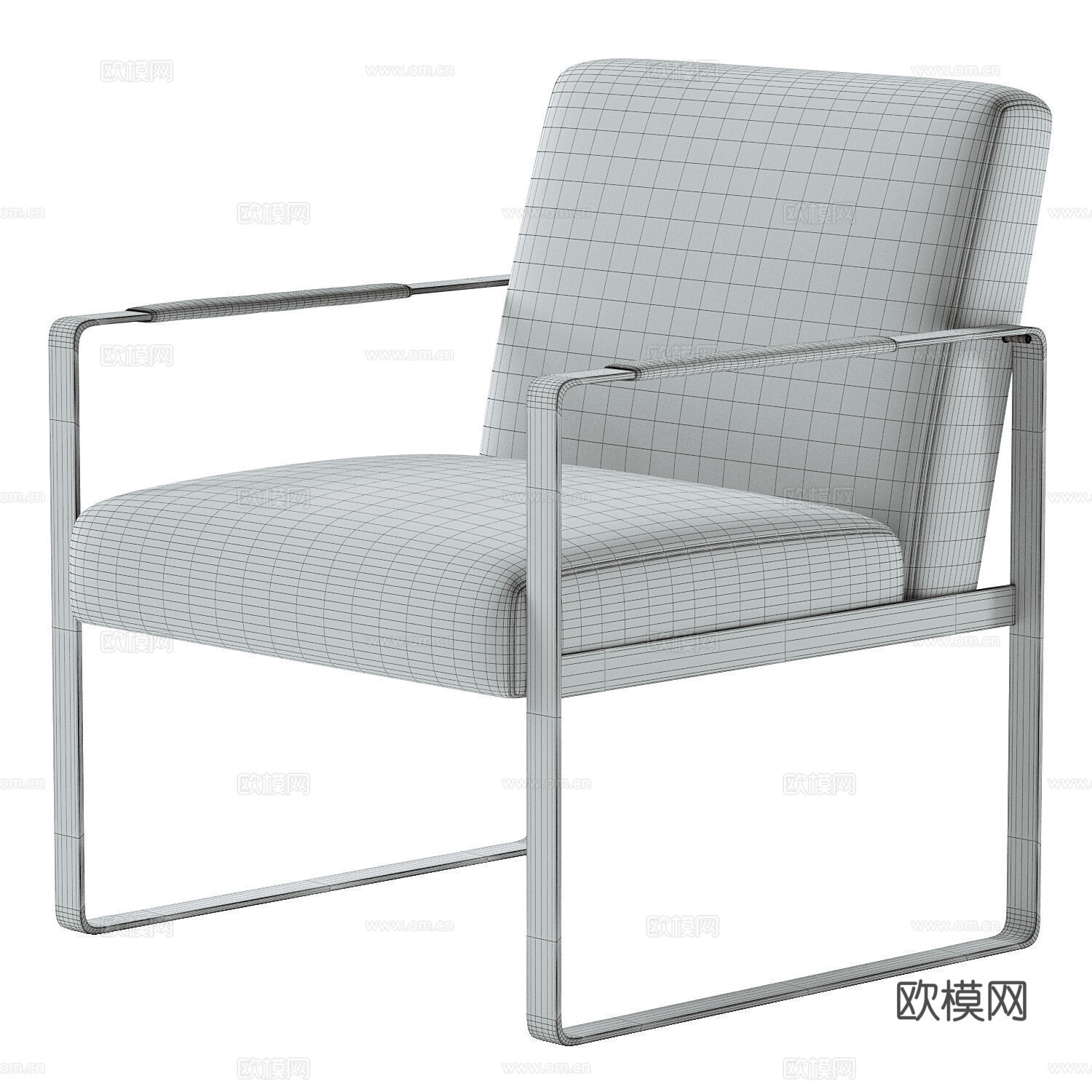 现代意式轻奢布艺扶手椅3d模型