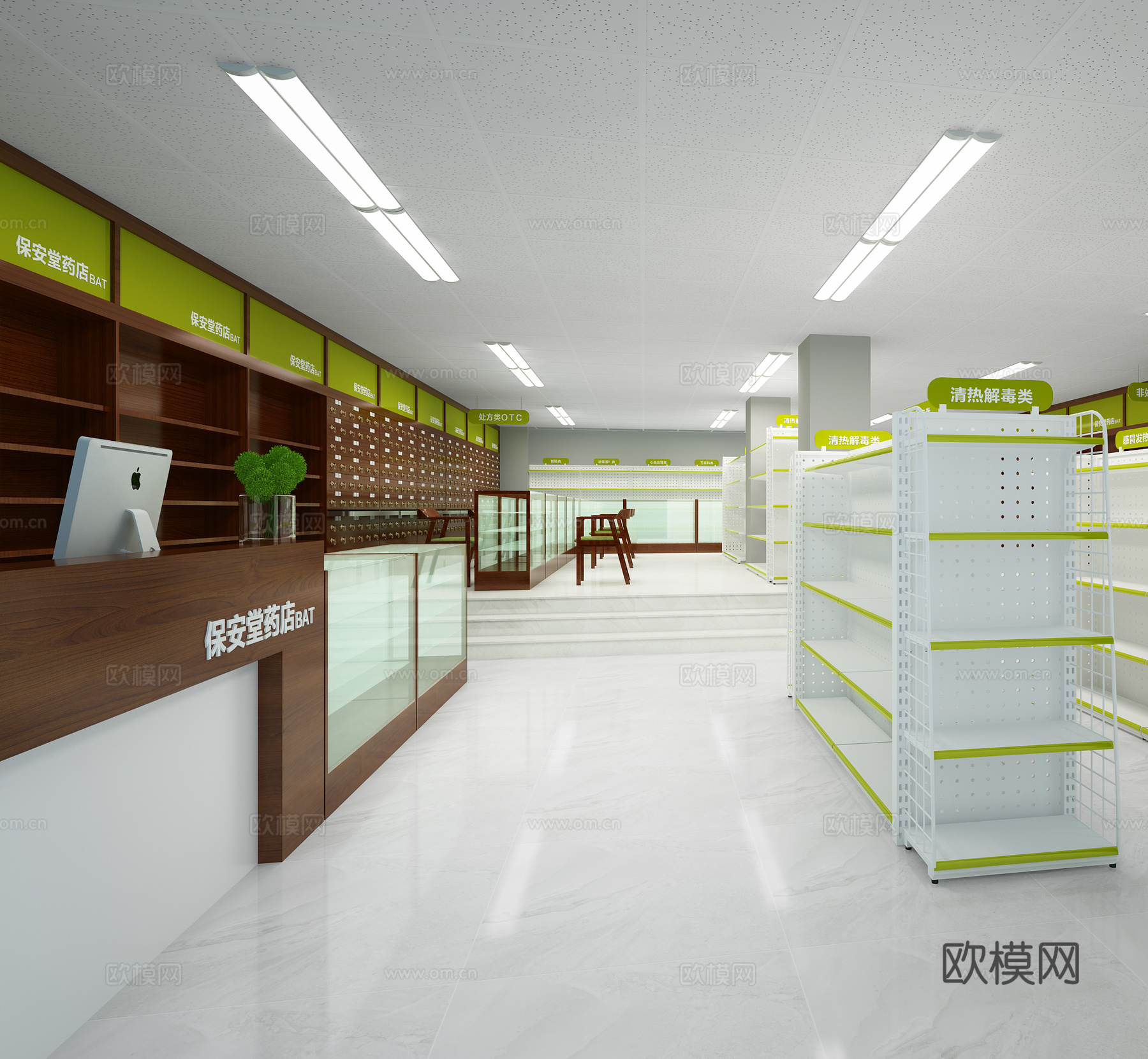 现代药店展示架置物架货架药架3d模型