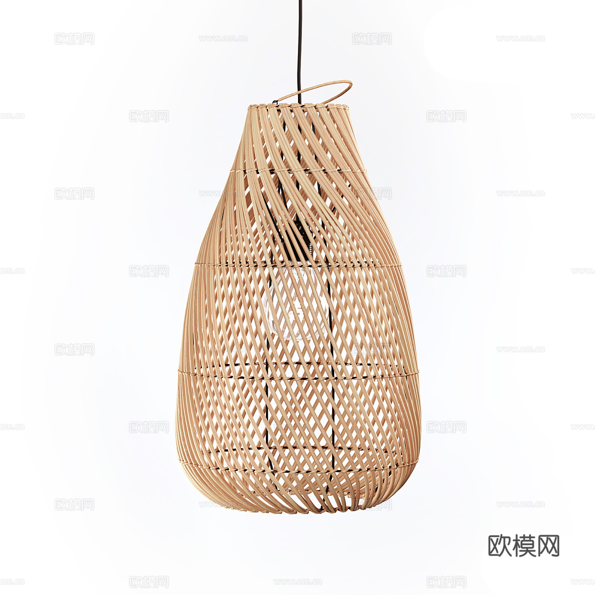 新中式侘寂藤编装饰吊灯3d模型