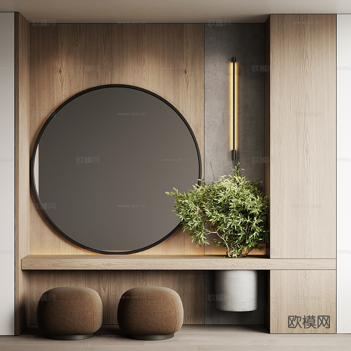 新中式衣柜梳妆台3d模型