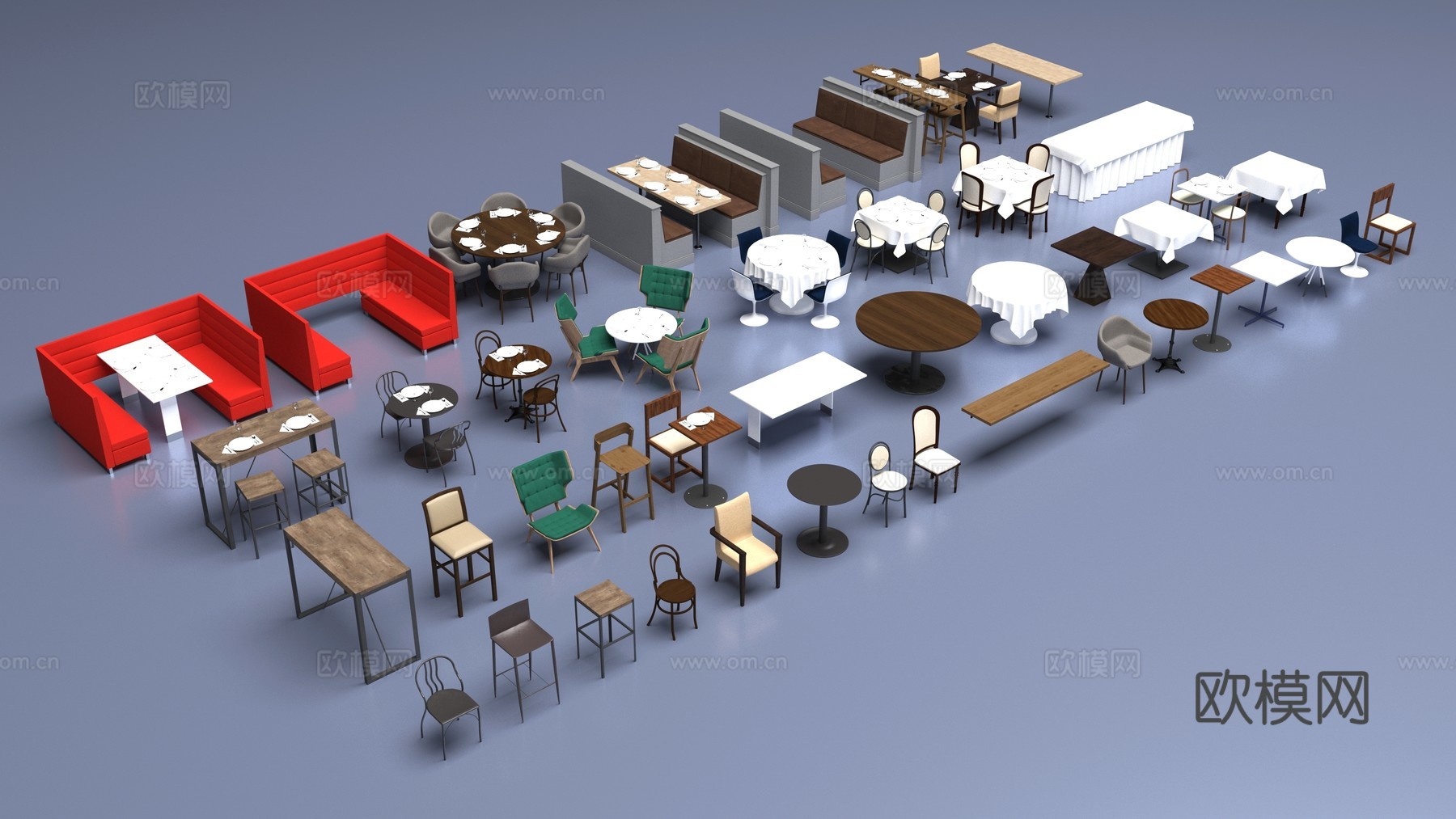 餐厅桌椅组合3d模型