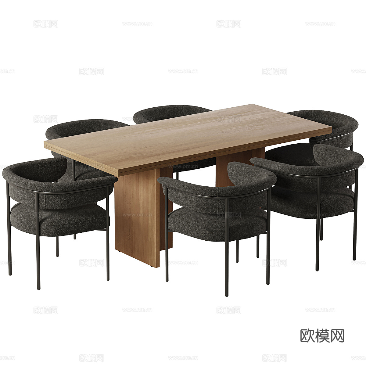 现代意式餐桌椅组合3d模型