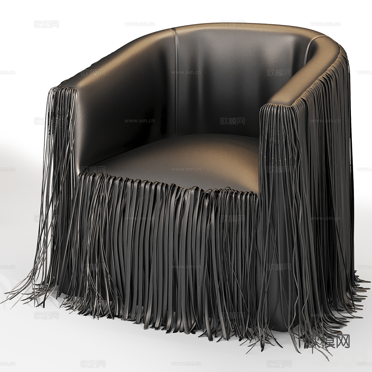 现代艺术皮革流苏扶手椅3d模型